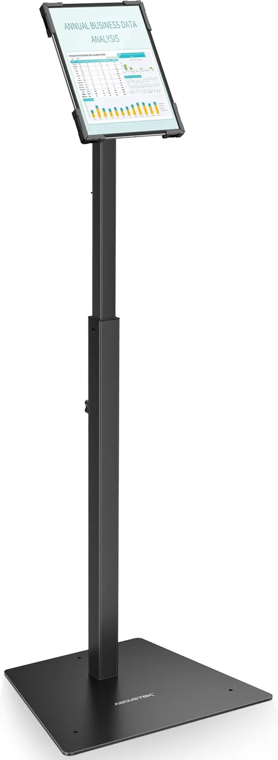 پایه ایستاده تبلت ضد سرقت AboveTEK، پایه تبلت POS برای کسب و کار خرده فروشی، پایه تبلت با قابلیت تنظیم ارتفاع، چرخش 360 درجه، نگهدارنده قفل جهانی مناسب برای آیپد/آیپد پرو/ایر 9.7 تا 13 اینچ
