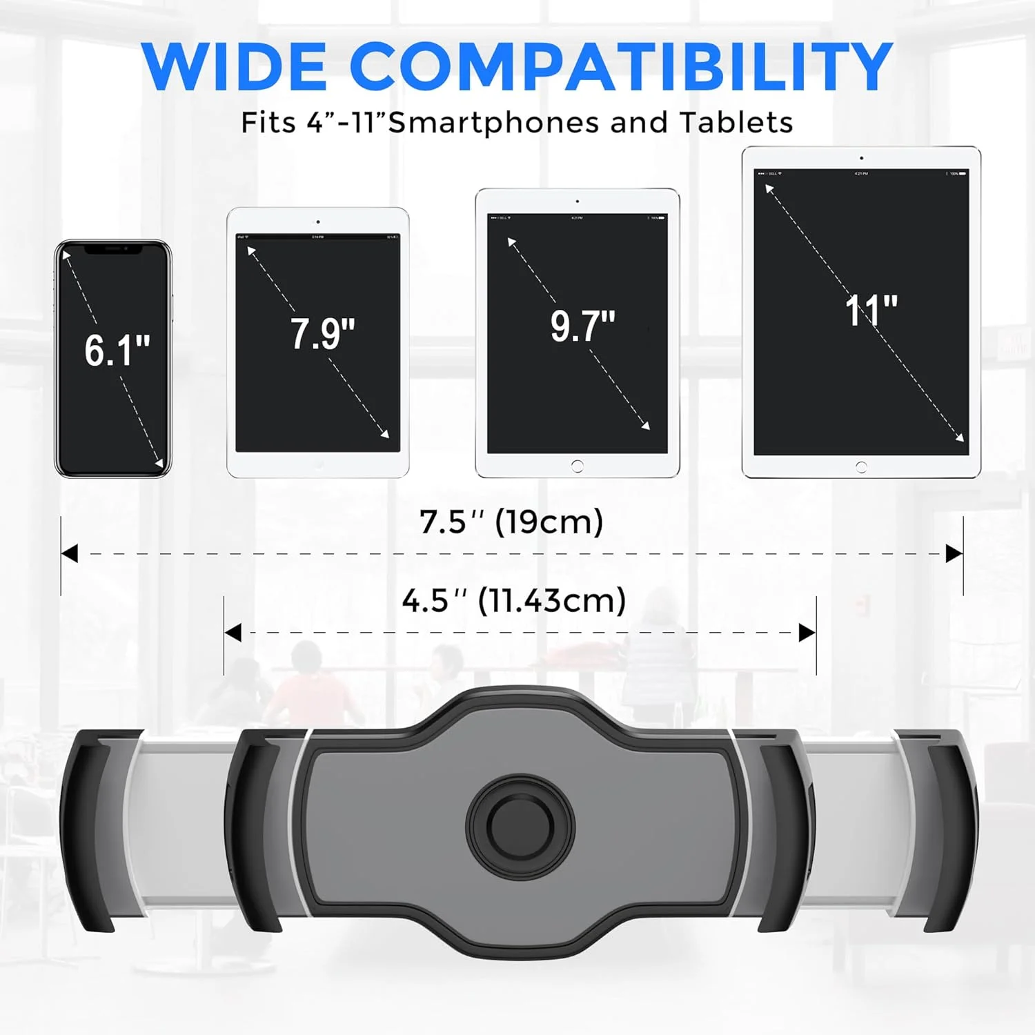 پایه نگهدارنده تبلت AboveTEK، پایه آیپد آلومینیومی شیک، پایه تبلت رومیزی تاشو با چرخش 360 درجه مناسب برای تبلت/تلفن های هوشمند 4-11 اینچی برای آشپزخانه، کنار تخت، دفتر، صندوق فروشگاهی، نمایشگاه، پذیرش (مشکی)