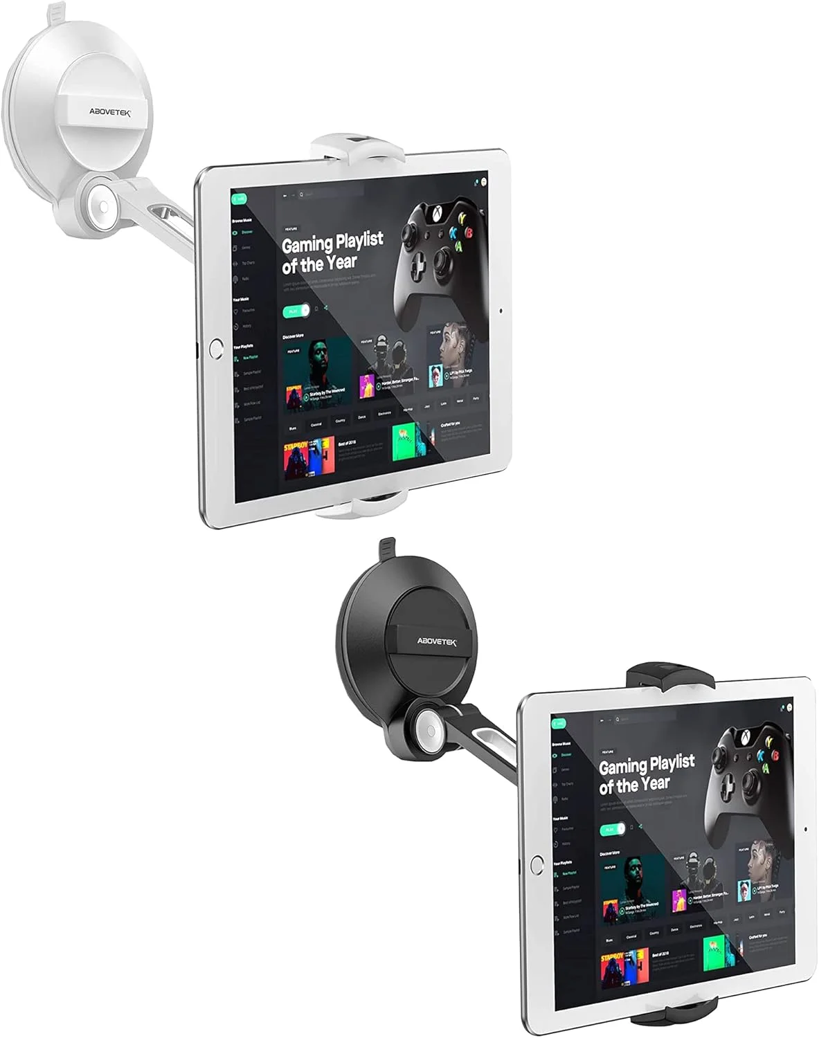 پایه نگهدارنده تبلت و گوشی AboveTEK با مکنده مناسب برای 4 تا 11 اینچ، پایه تبلت پد چسبنده بزرگ روی میز آشپزخانه، پنجره دفتر کار، آینه حمام، شیشه جلوی ماشین، برای آیفون، آیپد مینی ایر پرو