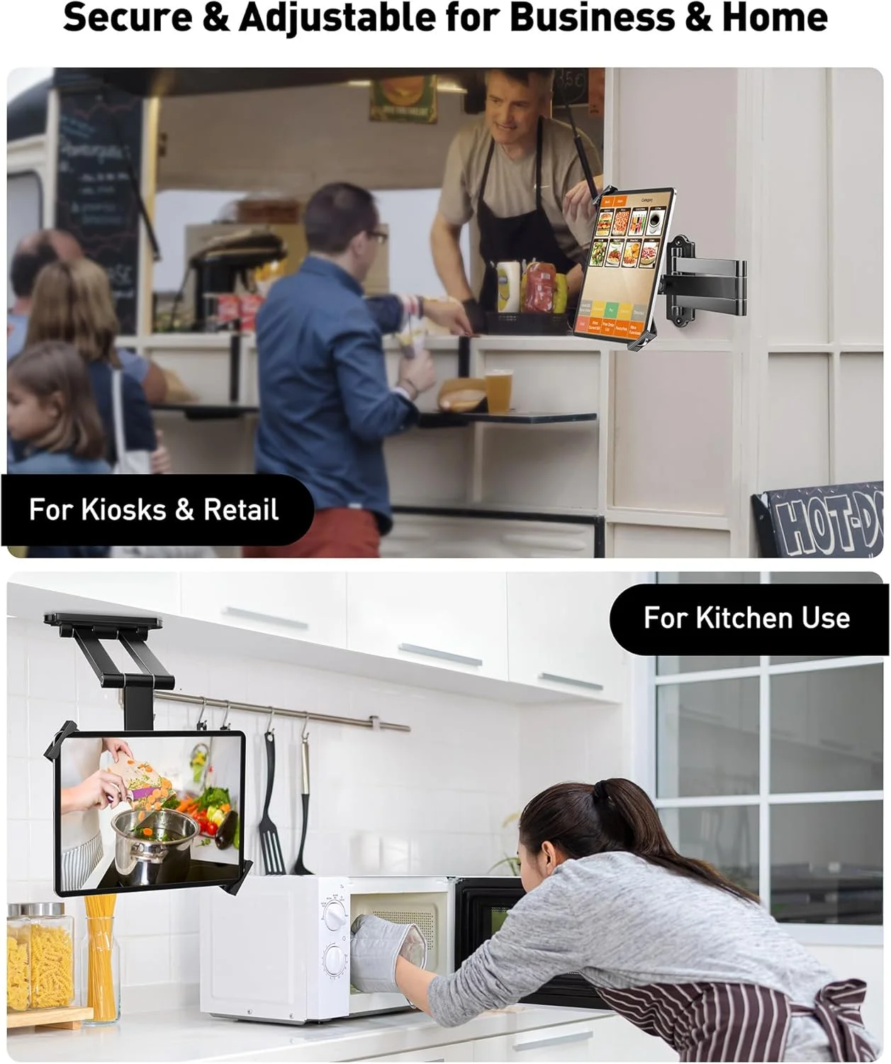 پایه دیواری تبلت AboveTEK - نگهدارنده تبلت با چرخش 360 درجه و بازوی توسعه دهنده، مناسب برای تبلت های 7 تا 11 اینچی شامل آیپد پرو/ایر/مینی، گلکسی تب - قفل و کلید امنیتی - (مشکی) پایه دیواری تبلت AboveTEK - نگهدارنده تبلت با چرخش 360 درجه و بازوی توسعه دهنده، مناسب برای تبلت های 7 تا 11 اینچی شامل آیپد پرو/ایر/مینی، گلکسی تب - قفل و کلید امنیتی - (مشکی)