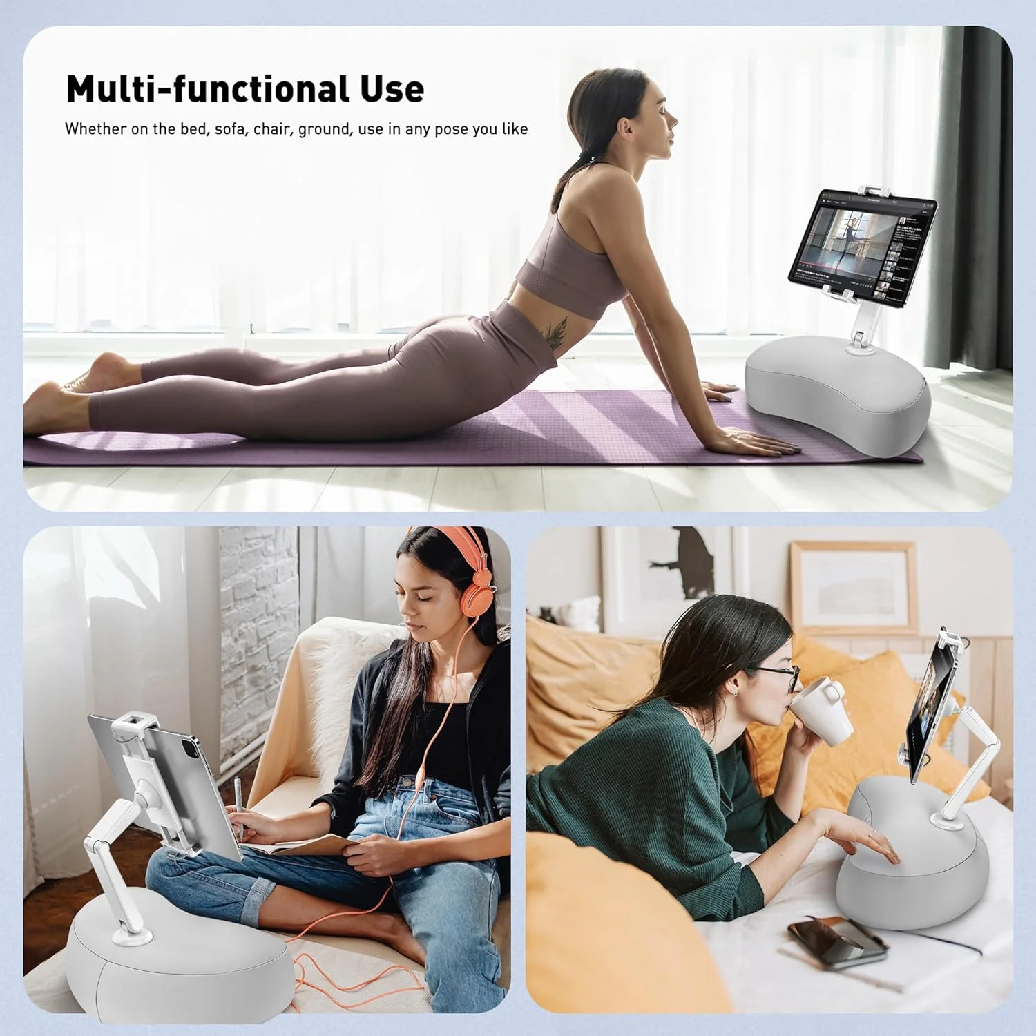 بالشتک نگهدارنده تبلت AboveTEK برای تخت، نگهدارنده تبلت 360 درجه قابل تنظیم بدون دست برای مطالعه روی پا با کیسه لوبیا نرم، هدیه ایده آل برای مادر، مناسب برای تبلت، تلفن و کیندل 4.7 تا 12.9 اینچی - خاکستری بالشتک نگهدارنده تبلت AboveTEK برای تخت، نگهدارنده تبلت 360 درجه قابل تنظیم بدون دست برای مطالعه روی پا با کیسه لوبیا نرم، هدیه ایده آل برای مادر، مناسب برای تبلت، تلفن و کیندل 4.7 تا 12.9 اینچی - خاکستری