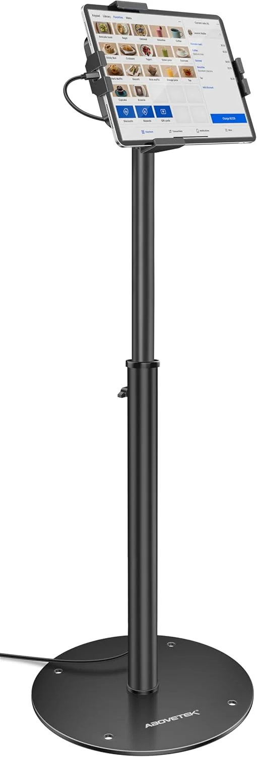 پایه ایستاده تبلت AboveTEK - پایه تبلت POS با قابلیت تنظیم ارتفاع، چرخش 360 درجه و قفل جهانی برای آیپد/ایر/سامسونگ 7.9 تا 11 اینچی - پایه امنیتی ضد سرقت برای خرده فروشی و کسب و کار