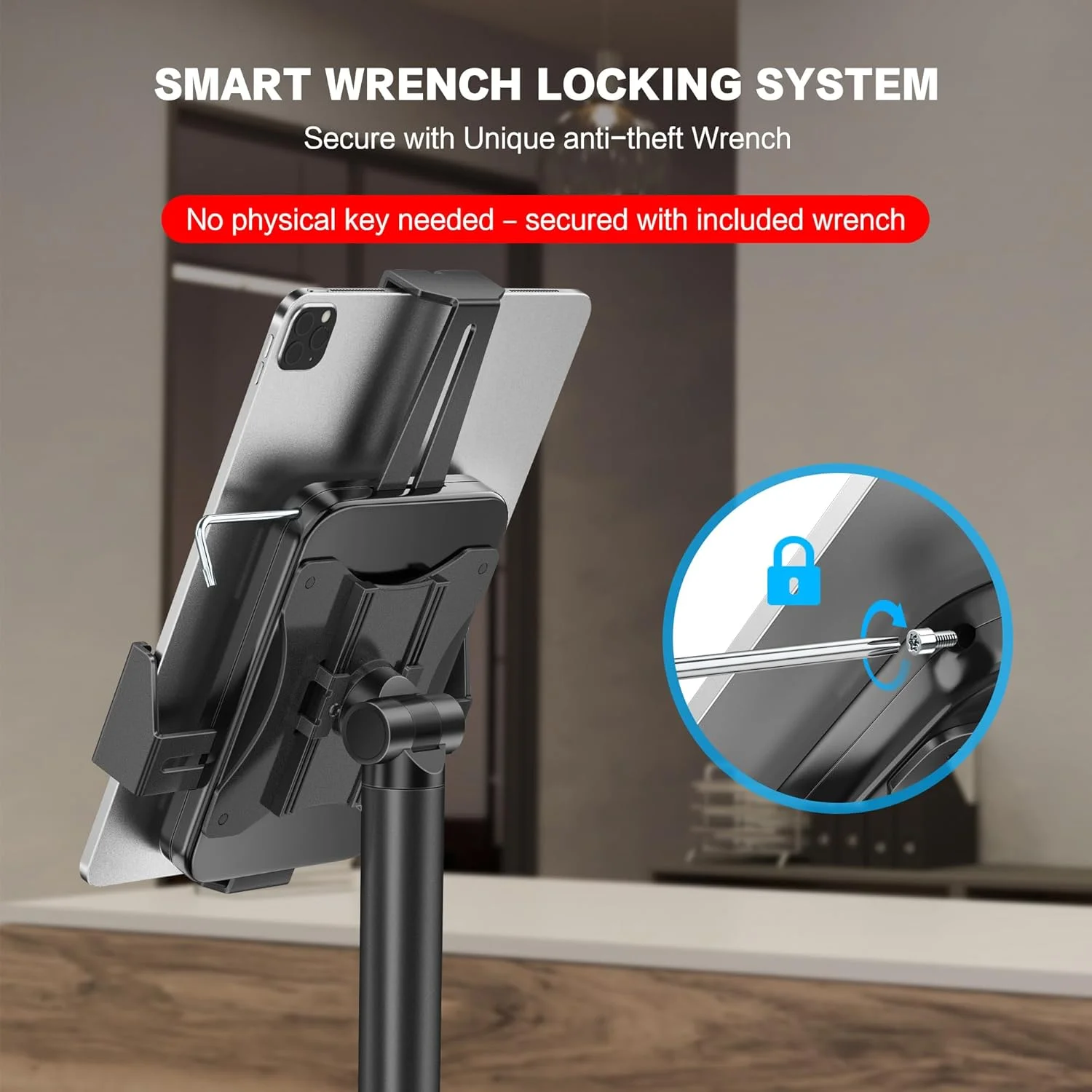 پایه ایستاده تبلت AboveTEK - پایه تبلت POS با قابلیت تنظیم ارتفاع، چرخش 360 درجه و قفل جهانی برای آیپد/ایر/سامسونگ 7.9 تا 11 اینچی - پایه امنیتی ضد سرقت برای خرده فروشی و کسب و کار پایه ایستاده تبلت AboveTEK - پایه تبلت POS با قابلیت تنظیم ارتفاع، چرخش 360 درجه و قفل جهانی برای آیپد/ایر/سامسونگ 7.9 تا 11 اینچی - پایه امنیتی ضد سرقت برای خرده فروشی و کسب و کار