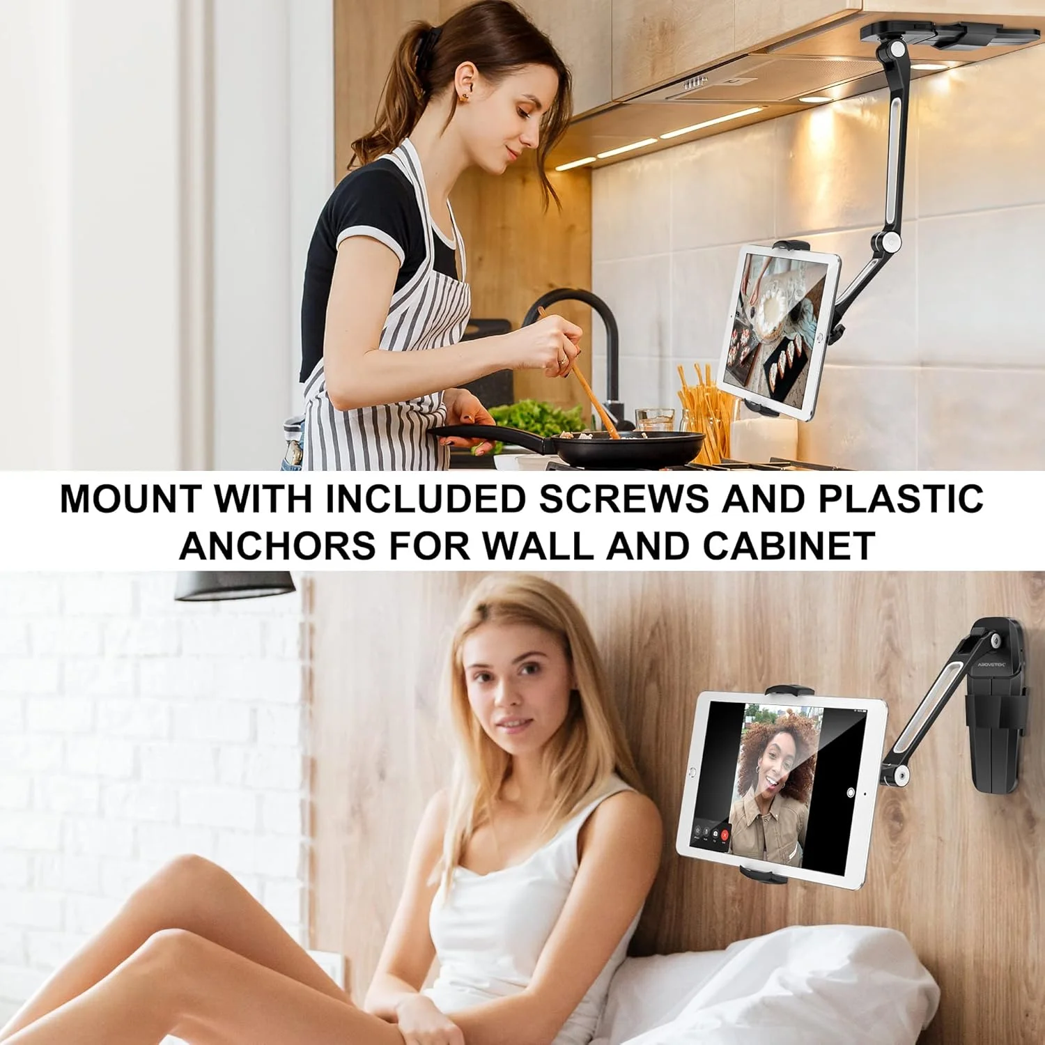 پایه دیواری آیپد AboveTEK، پایه تبلت 360 درجه با انعطاف پذیری بالا، مناسب برای آشپزخانه، نگهدارنده تبلت سقفی و زیر کابینتی، پایه تبلت آشپزخانه مناسب برای آیپد، مینی، ایر، سرفیس پرو 4.7 تا 13.5 اینچ - مشکی پایه دیواری آیپد AboveTEK، پایه تبلت 360 درجه با انعطاف پذیری بالا، مناسب برای آشپزخانه، نگهدارنده تبلت سقفی و زیر کابینتی، پایه تبلت آشپزخانه مناسب برای آیپد، مینی، ایر، سرفیس پرو 4.7 تا 13.5 اینچ - مشکی