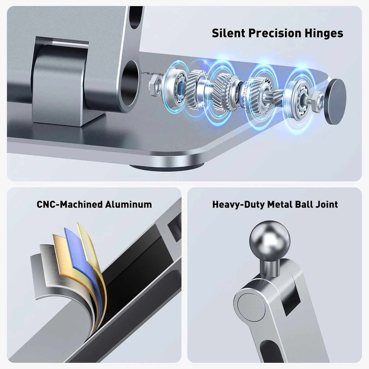 پایه نگهدارنده 2 در 1 گوشی و آیپد AboveTEK، پایه مغناطیسی آیپد با گیره، نگهدارنده تبلت آلومینیومی برای میز، چرخش 360 درجه، پایه مکنده، مناسب برای دفاتر، مناسب برای گوشی ها و تبلت های 9.7 تا 13 اینچی، هدیه برای او