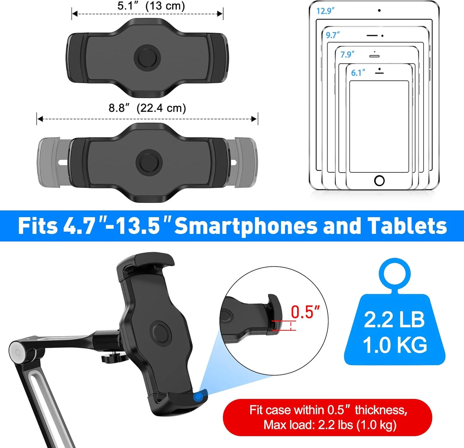 پایه دیواری آیپد AboveTEK، پایه تبلت 360 درجه با انعطاف پذیری بالا، مناسب برای آشپزخانه، نگهدارنده تبلت سقفی و زیر کابینتی، پایه تبلت آشپزخانه مناسب برای آیپد، مینی، ایر، سرفیس پرو 4.7 تا 13.5 اینچ - مشکی پایه دیواری آیپد AboveTEK، پایه تبلت 360 درجه با انعطاف پذیری بالا، مناسب برای آشپزخانه، نگهدارنده تبلت سقفی و زیر کابینتی، پایه تبلت آشپزخانه مناسب برای آیپد، مینی، ایر، سرفیس پرو 4.7 تا 13.5 اینچ - مشکی