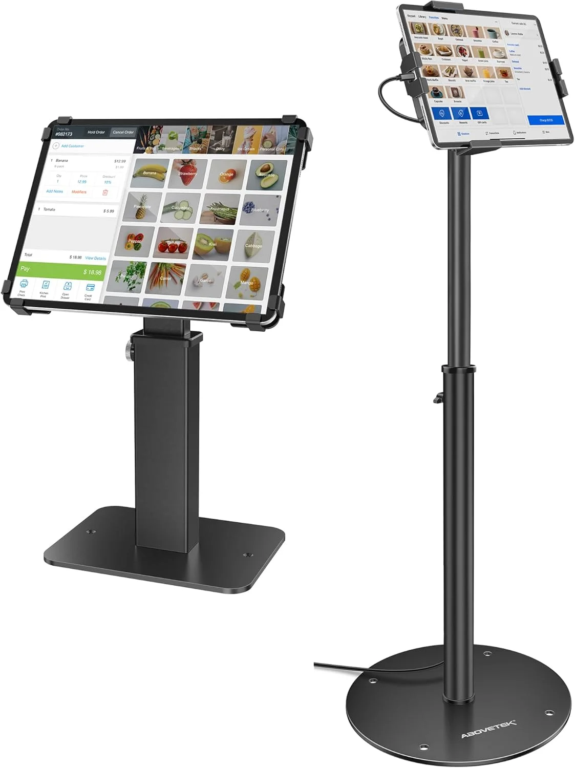 پایه کیوسک ضد سرقت آیپد AboveTEK، چرخش 360 درجه و ارتفاع قابل تنظیم 8.3 تا 13.4 اینچ به همراه نگهدارنده قفل دار جهانی چرخان 360 درجه برای آیپد/ایر/سامسونگ 7.9 تا 11 اینچ