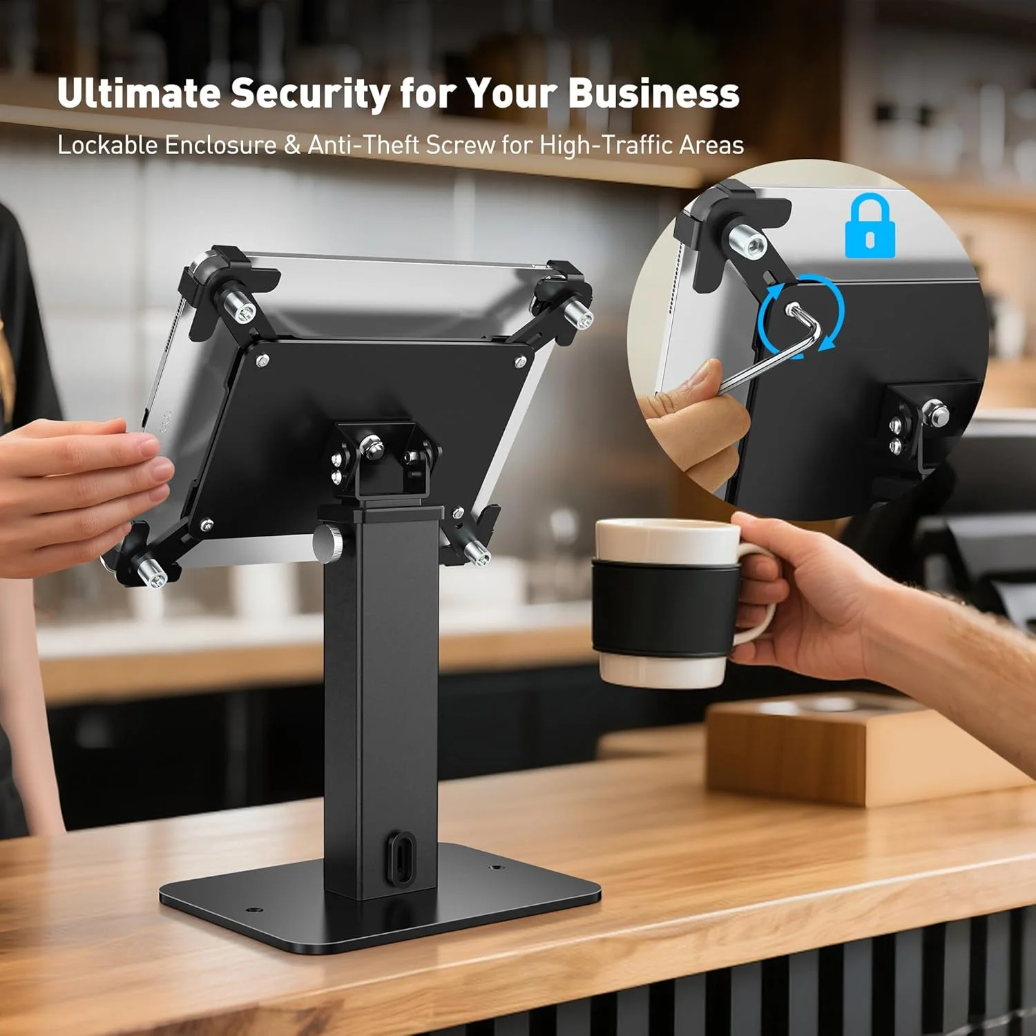 پایه کیوسک ضد سرقت آیپد AboveTEK، چرخش 360 درجه و ارتفاع قابل تنظیم 8.3 تا 13.4 اینچ به همراه نگهدارنده قفل دار جهانی چرخان 360 درجه برای آیپد/ایر/سامسونگ 7.9 تا 11 اینچ پایه کیوسک ضد سرقت آیپد AboveTEK، چرخش 360 درجه و ارتفاع قابل تنظیم 8.3 تا 13.4 اینچ به همراه نگهدارنده قفل دار جهانی چرخان 360 درجه برای آیپد/ایر/سامسونگ 7.9 تا 11 اینچ