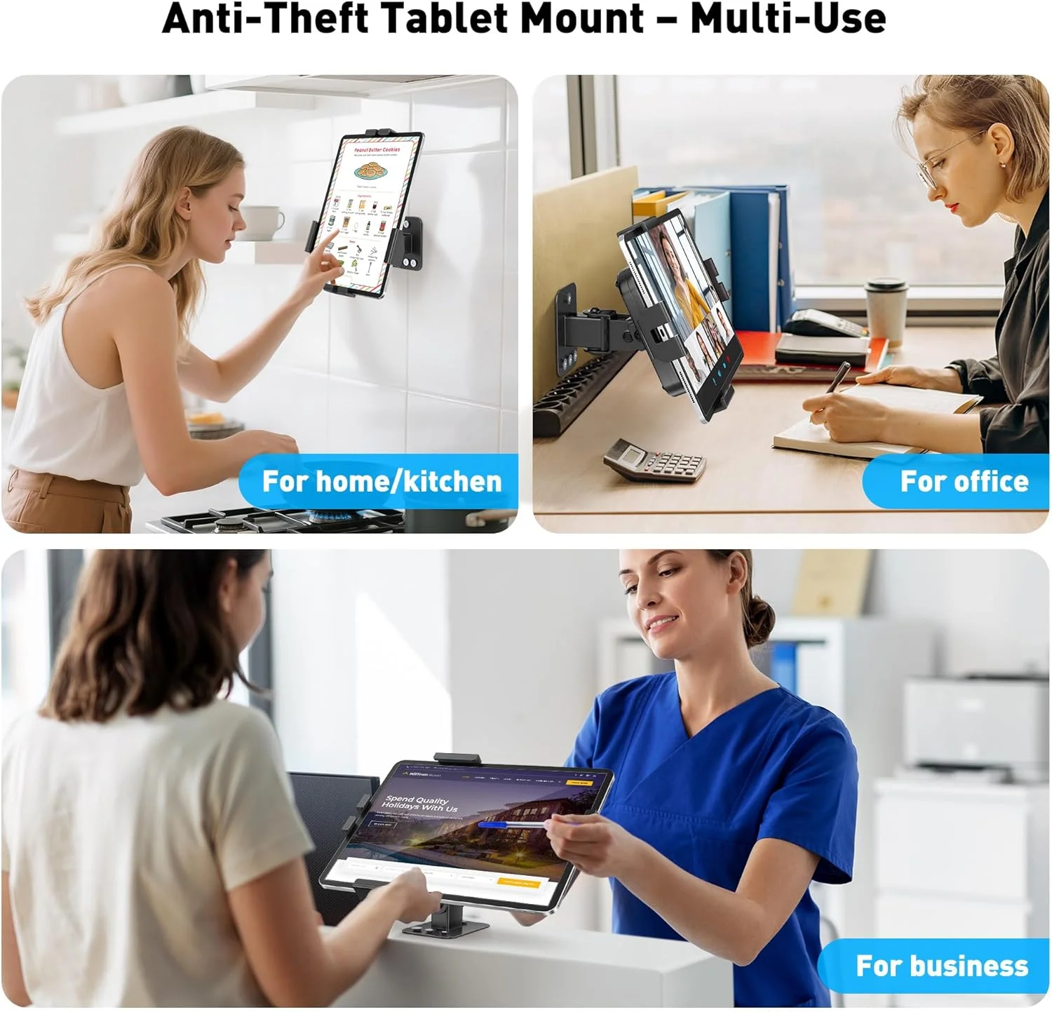 نگهدارنده دیواری تبلت AboveTEK - نگهدارنده دیواری آیپد با چرخش 360 درجه با سیستم قفل ضد سرقت، برای آیپد پرو/ایر/مینی، گلکسی تب، همه تبلت های 7.9 تا 11 اینچی - پایه تبلت دیواری برای خانه و محل کار نگهدارنده دیواری تبلت AboveTEK - نگهدارنده دیواری آیپد با چرخش 360 درجه با سیستم قفل ضد سرقت، برای آیپد پرو/ایر/مینی، گلکسی تب، همه تبلت های 7.9 تا 11 اینچی - پایه تبلت دیواری برای خانه و محل کار