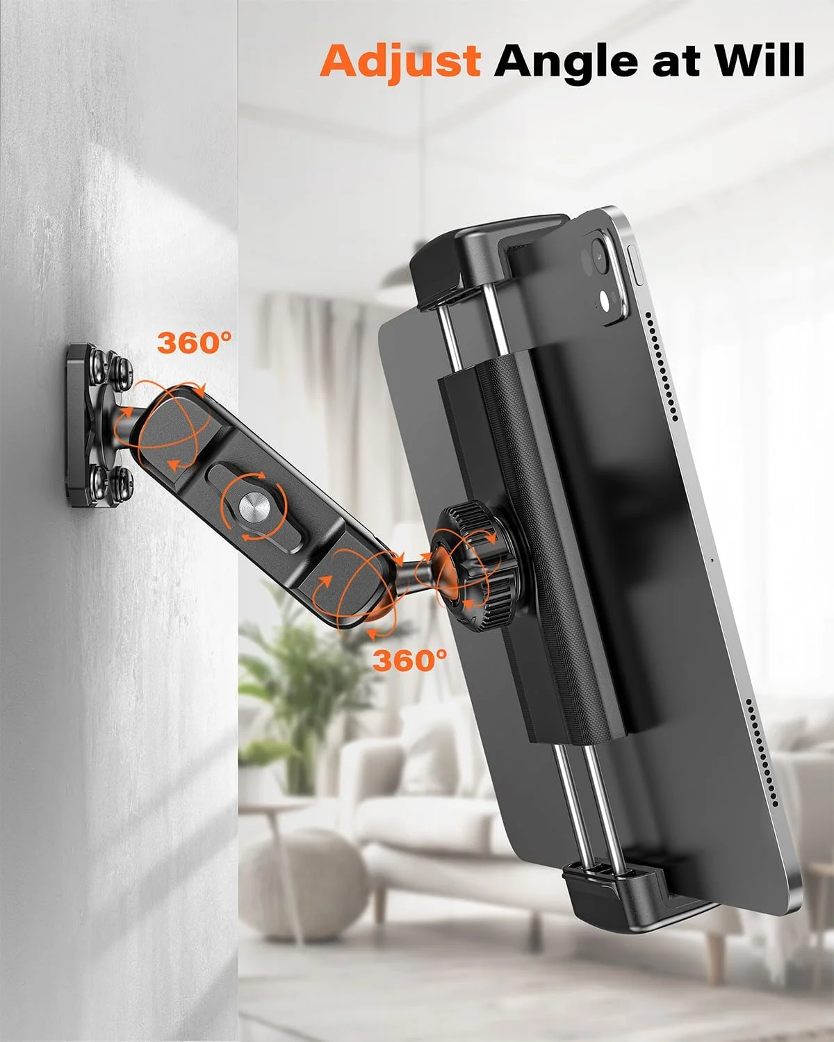 پایه دیواری تبلت A2C برای آیپد، نگهدارنده تبلت دیواری مقاوم برای آشپزخانه، پایه و بازوی فلزی با قابلیت چرخش 360 درجه، سازگار با دستگاه های 4.7 تا 13 اینچی