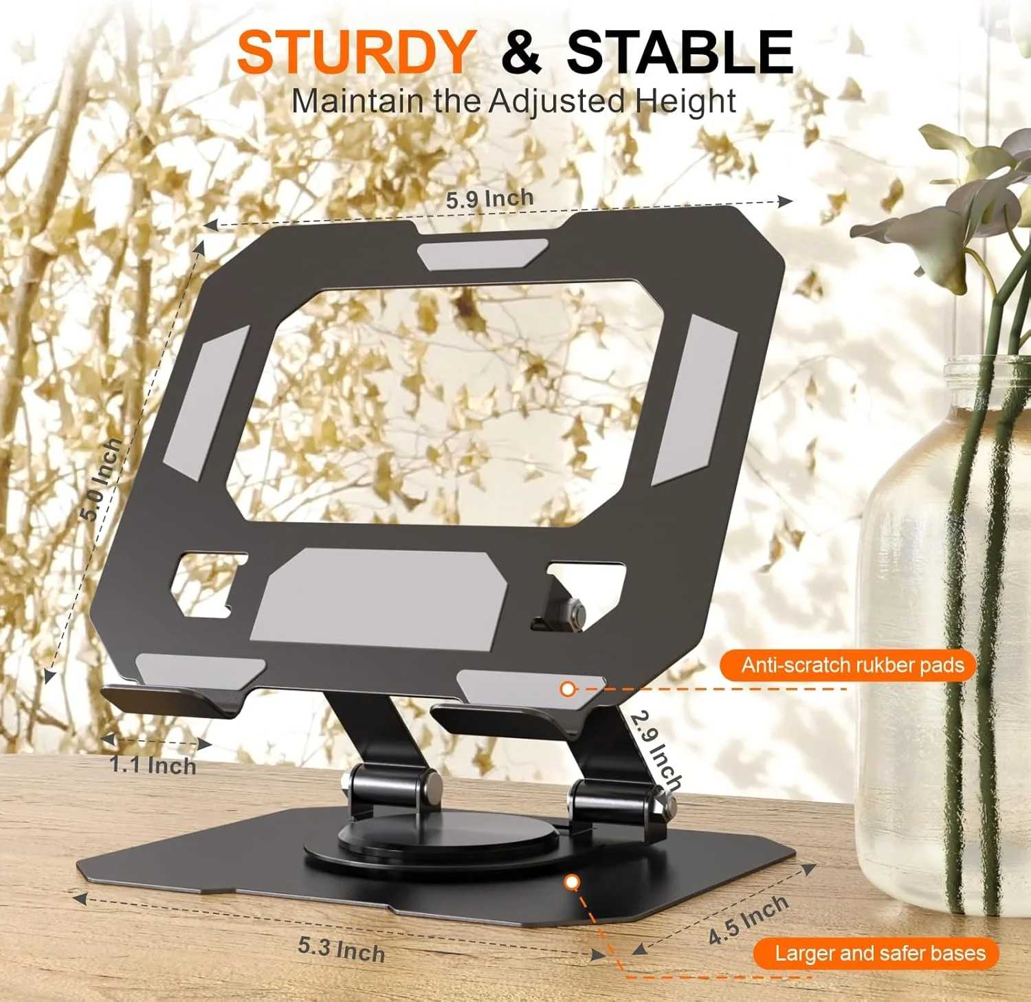 پایه رومیزی تبلت تاشو با قابلیت چرخش 360 درجه، مناسب برای تبلت های 4 تا 16 اینچی، محافظت سیلیکونی ضد لغزش، طراحی دفع حرارت، مشکی مات پایه رومیزی تبلت تاشو با قابلیت چرخش 360 درجه، مناسب برای تبلت های 4 تا 16 اینچی، محافظت سیلیکونی ضد لغزش، طراحی دفع حرارت، مشکی مات