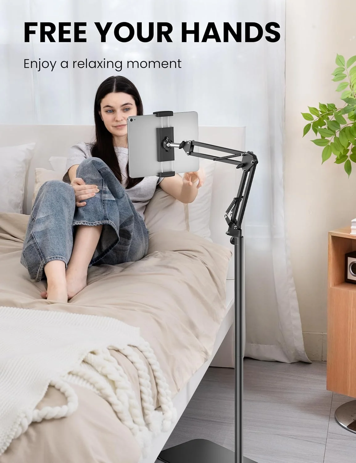 پایه نگهدارنده تبلت، پایه فلزی نگهدارنده تبلت با قابلیت چرخش 360 درجه، پایه آیپد با ارتفاع و زاویه قابل تنظیم، نگهدارنده تبلت جهانی برای آیپد/تلفن/کیندل/تبلت/کتابخوان الکترونیکی و همه دستگاه های صفحه نمایش 4.7 تا 12.9 اینچی