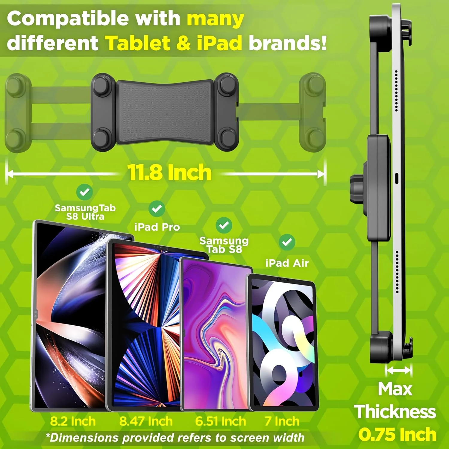 نگهدارنده تبلت برای کامیون - پایه تبلت آیپد برای کامیون، پایه مکنده فوق العاده قوی، بازوی بلند 16.7 اینچی و پایدار، نگهدارنده دستگاه و آیپد برای داشبورد، شیشه جلو و پنجره - مناسب برای کامیون های نیمه سنگین