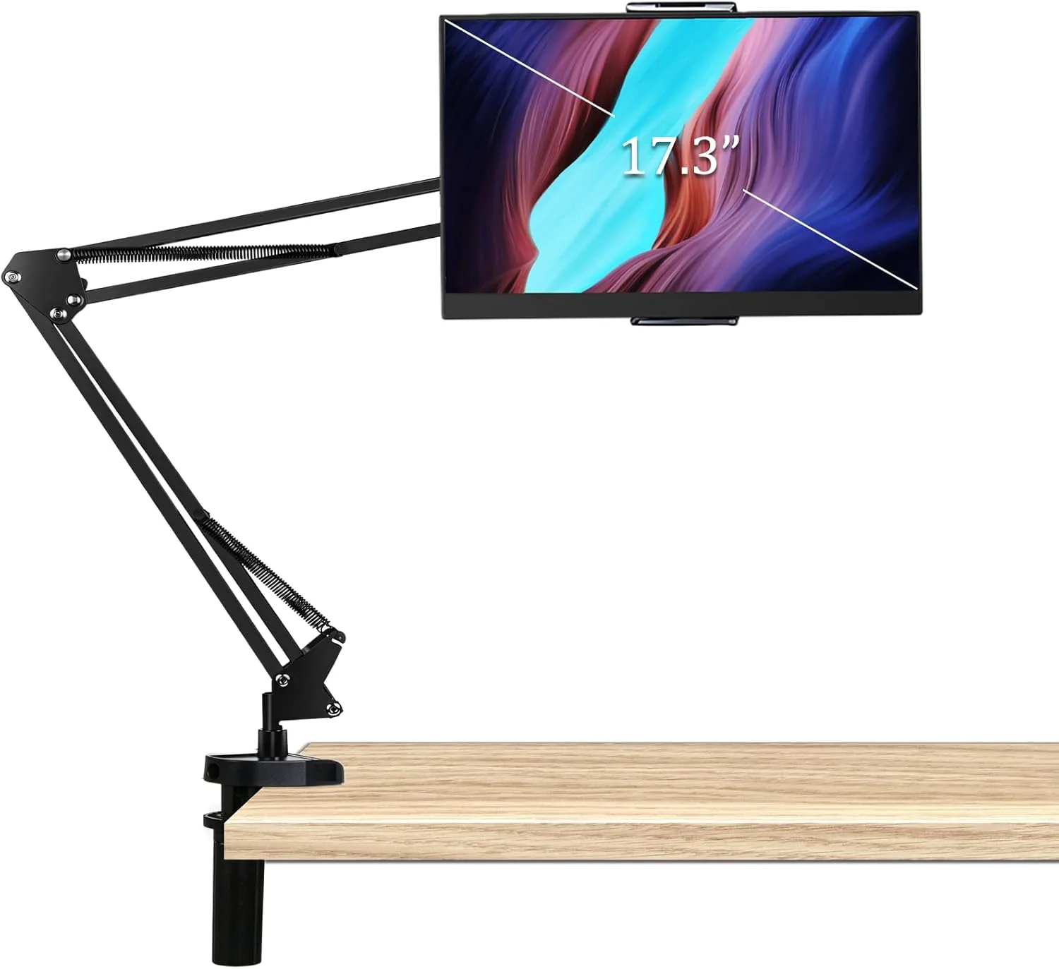 پایه بازویی نگهدارنده تبلت برای مانیتورهای قابل حمل 4.7 تا 17.3 اینچی، هولدر تاشو و قابل تنظیم 360 درجه تلفن همراه برای میز، پایه تبلت سازگار با آیپد، سامسونگ گلکسی تب، سرفیس پرو، مانیتور قابل حمل 15.6/16/17.3 اینچی