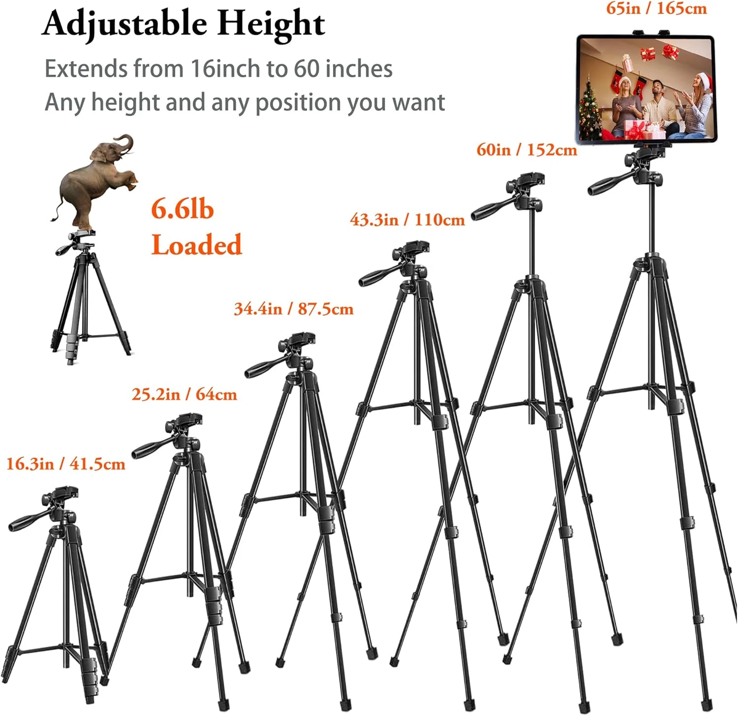 پایه نگهدارنده تبلت Peastrex به همراه سه پایه 60 اینچی و ریموت بلوتوثی مناسب برای آیپد پرو ایر مینی 12.9 11 10.5، سرفیس گلکسی تب، آیفون، تلفن همراه و تبلت 3.5 تا 13.5 اینچی، ضبط ویدیو و دوربین