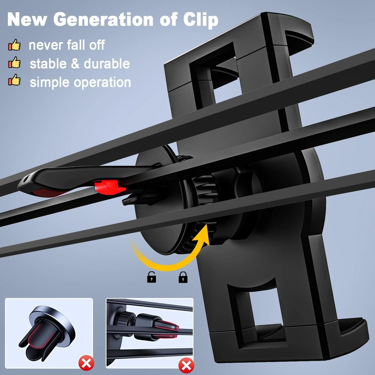 پایه نگهدارنده تبلت YOOZ برای دریچه هوا خودرو، هولدر تبلت و گوشی موبایل برای دریچه کولر خودرو [گیره ارتقا یافته بدون لرزش] مناسب برای آیپد پرو ایر مینی، گلکسی تب، کیندل، فایر، آیفون 16 15 پرو مکس، 4-12.9 اینچ