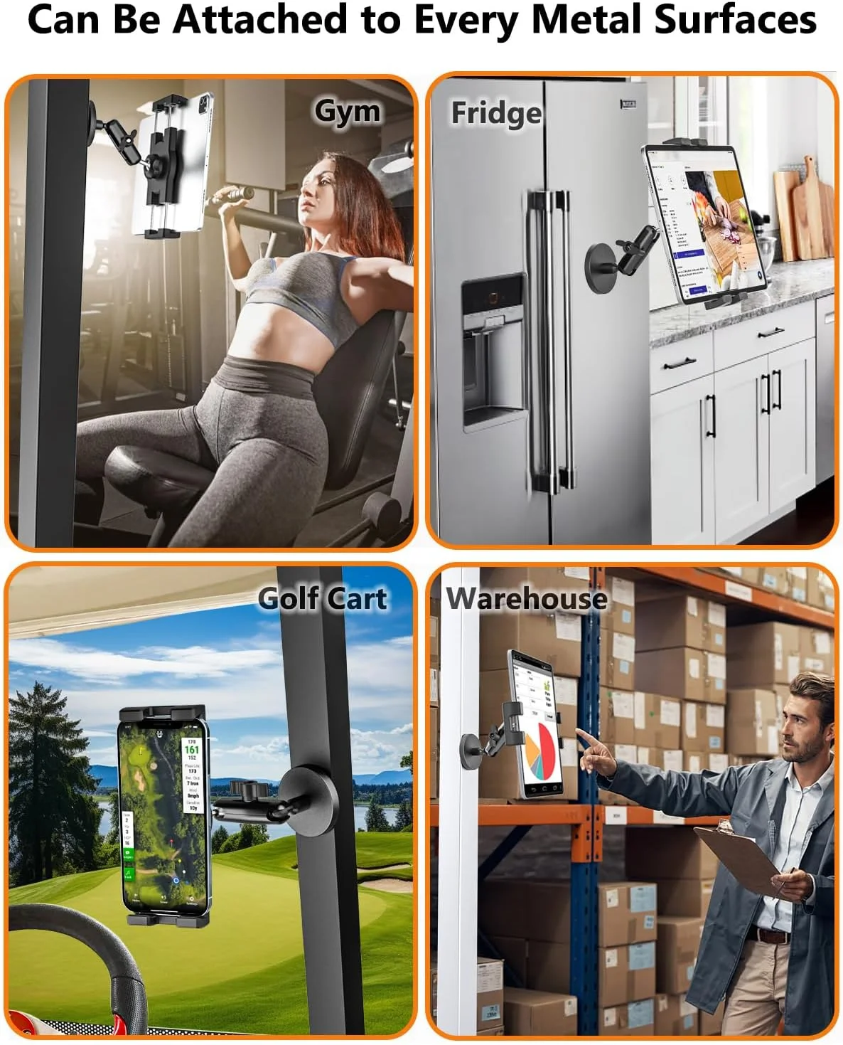 نگهدارنده تبلت مغناطیسی YOOZ برای یخچال [مگنت قدرتمند، منعطف و بادوام] پایه فلزی تخته وایت برد باشگاه ورزشی، پایه آیپد با پایه مغناطیسی برای تبلت و تلفن های 4 تا 13 اینچی، iPad Pro/Air/Mini، GalaxyTab، iPhone