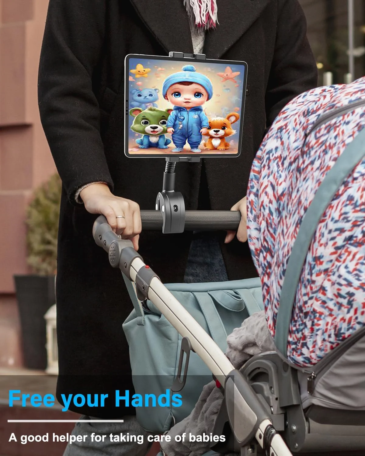 نگهدارنده تبلت YOOZ برای فرمان دوچرخه، کالسکه، ویلچر موتور سیکلت [بازوی گردن غازی فلزی] گیره نصب دوچرخه تردمیل قایق برای تبلت و تلفن، آیپد پرو ایر مینی، گلکسی تب، کیندل، 4-13 اینچ