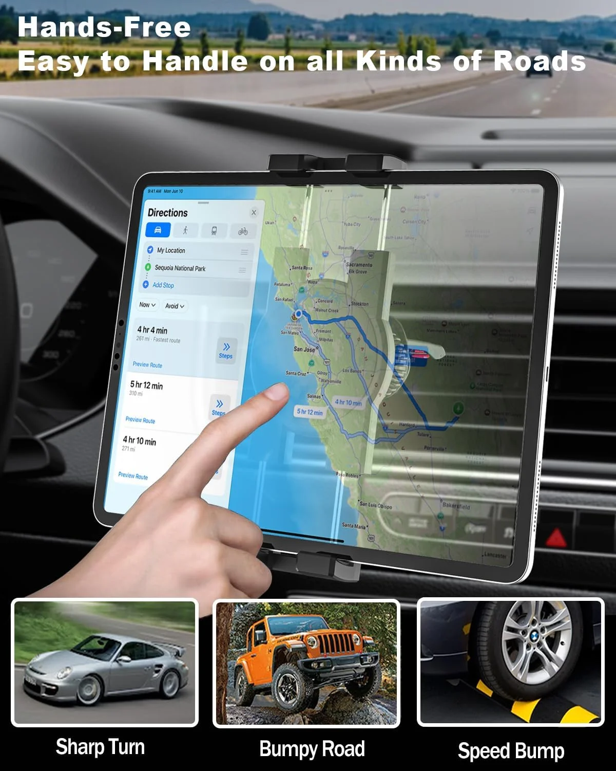 پایه نگهدارنده تبلت YOOZ برای دریچه هوا خودرو، هولدر تبلت و گوشی موبایل برای دریچه کولر خودرو [گیره ارتقا یافته بدون لرزش] مناسب برای آیپد پرو ایر مینی، گلکسی تب، کیندل، فایر، آیفون 16 15 پرو مکس، 4-12.9 اینچ