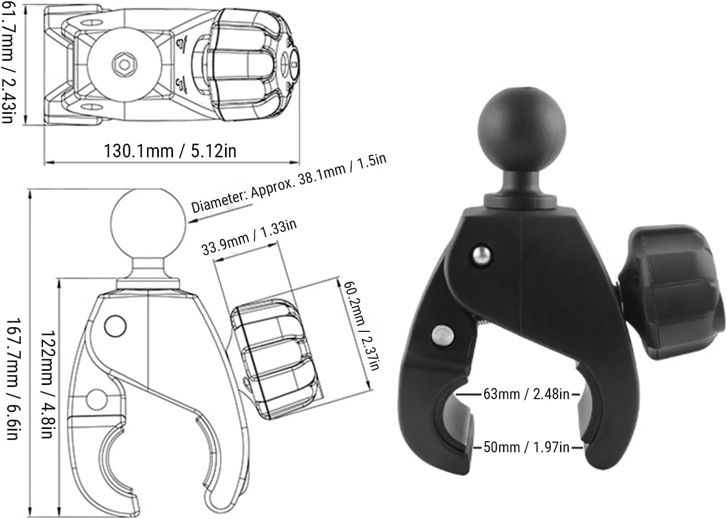 پایه گیره بزرگ با اتصال توپی، نگهدارنده سیستم ناوبری خودرو با دستگیره ضد سرقت و پد لاستیکی ضد لغزش برای تبلت ناوبری رانندگی خودکار پایه گیره بزرگ با اتصال توپی، نگهدارنده سیستم ناوبری خودرو با دستگیره ضد سرقت و پد لاستیکی ضد لغزش برای تبلت ناوبری رانندگی خودکار