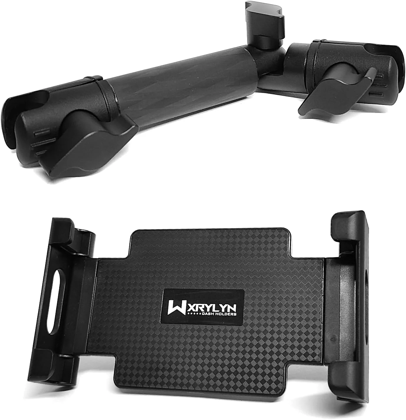 پایه تبلت یونیورسال با گیره قابل تنظیم 15-23 میلی‌متری برای آیپد پرو/ایر/مینی، تبلت‌های سامسونگ و بازوی نگهدارنده فیبر کربن کولار قفل‌شونده 60-10 میلی‌متری با مفصل گردان و دو سر سوکت 20 میلی‌متری