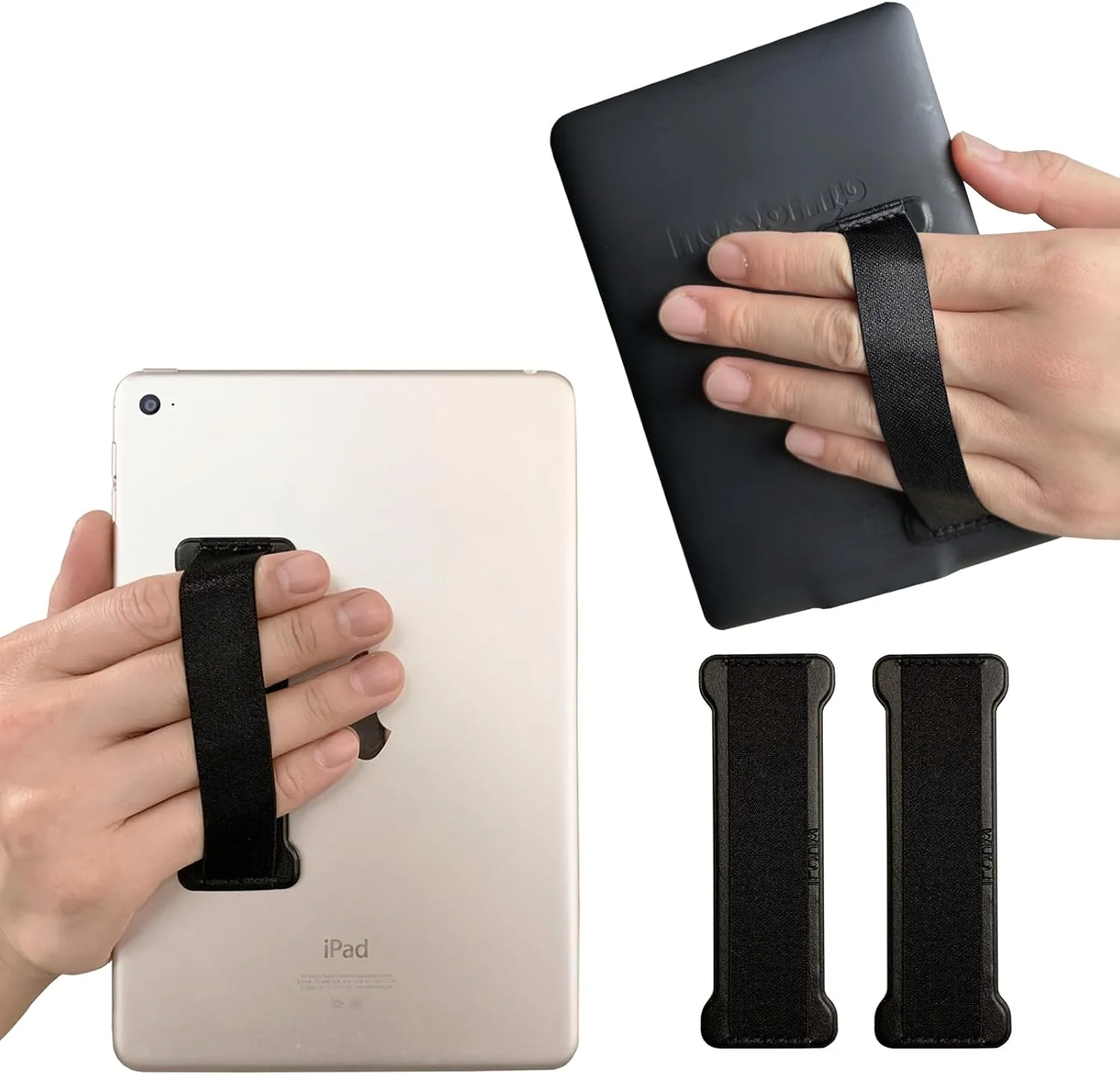 نگهدارنده بند دستی انگشتی برای تبلت ها - بند نگهدارنده دستی آیپد، بند نگهدارنده دستی تبلت، دستگیره نگهدارنده تبلت آیپد و گوشی بزرگ (مشکی) - 2 عدد