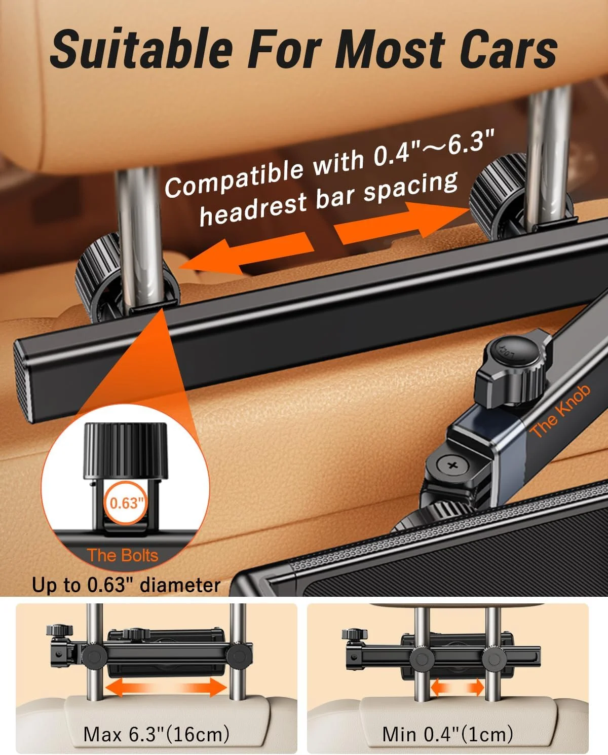 نگهدارنده تبلت برای خودرو، [بازوی اکستنشن دو محوره آلومینیومی] نگهدارنده آیپد برای خودرو، نگهدارنده تبلت صندلی عقب برای کودکان، پایه آیپد خودرو برای تبلت آیپد مینی پرو 12.9 نسل دهم و نهم