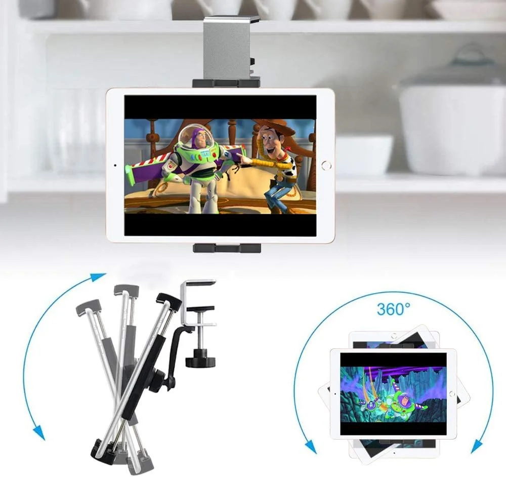 نگهدارنده تبلت و گوشی زیر کابینت woleyi، نصب آسان، مناسب برای آیپد پرو 12.9/ آیپد ایر/ مینی، آیفون 12 پرو مکس/ 12 مینی/ 12/ 11 پرو مکس/ XR و گوشی ها و تبلت های 4 تا 12.9 اینچی