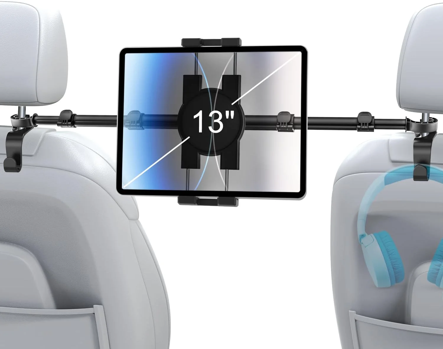 نگهدارنده تبلت صندلی خودرو وولیی برای آیپد - پایه نگهدارنده تبلت پشت صندلی خودرو، لوازم ضروری سفر جاده ای برای کودکان، مناسب برای تبلت های 4.7-13 اینچی آیپد پرو ایر مینی، گلکسی تب، کیندل فایر اچ دی، سوییچ، آیفون