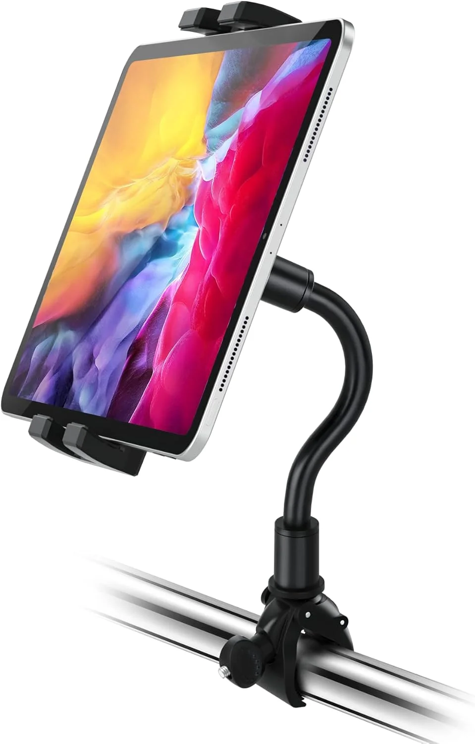 پایه نگهدارنده تبلت دوچرخه ثابت وولیی، پایه نگهدارنده تبلت و گوشی موبایل گردنی قابل تنظیم برای آیپد پرو 9.7 10.5 11، آیپد ایر مینی 5 4 3 2، آیفون 12 پرو مکس 11 XS XR X 8 و تلفن ها و تبلت های 4-11 اینچی