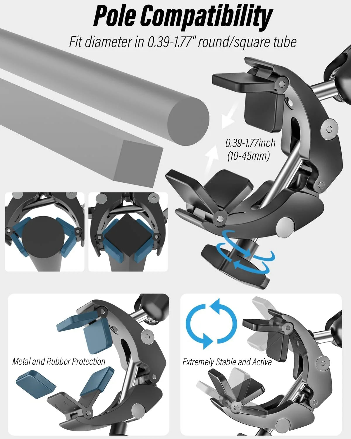 پایه نگهدارنده تبلت woleyi - گیره فلزی بزرگ، مناسب برای تبلت با قاب ضخیم، پایه تبلت هواپیما، استند پرواز هوانوردی برای لوازم جانبی خلبان، مناسب برای آیپد پرو ۱۳ ایر مینی، آیفون، گلکسی، فایر، دستگاه های ۶ تا ۱۵.۶ اینچی