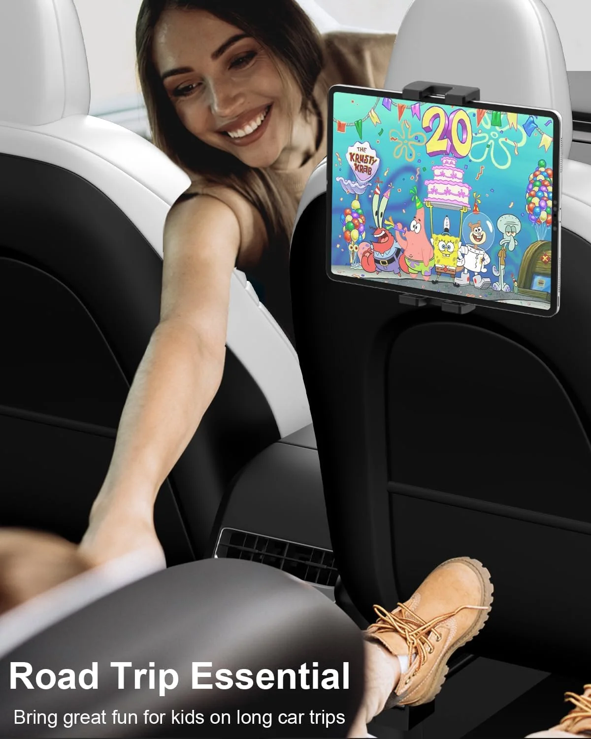 نگهدارنده تبلت پشتی صندلی وولی برای تسلا - مدل های 2024 مدل Y، 3، S، X، پایه تبلت صندلی عقب برای آیپد پرو 12.9، ایر، مینی، آیفون، گلکسی تب، زد فولد، فایر اچ دی، سوییچ، دستگاه های 4.7-13 اینچی