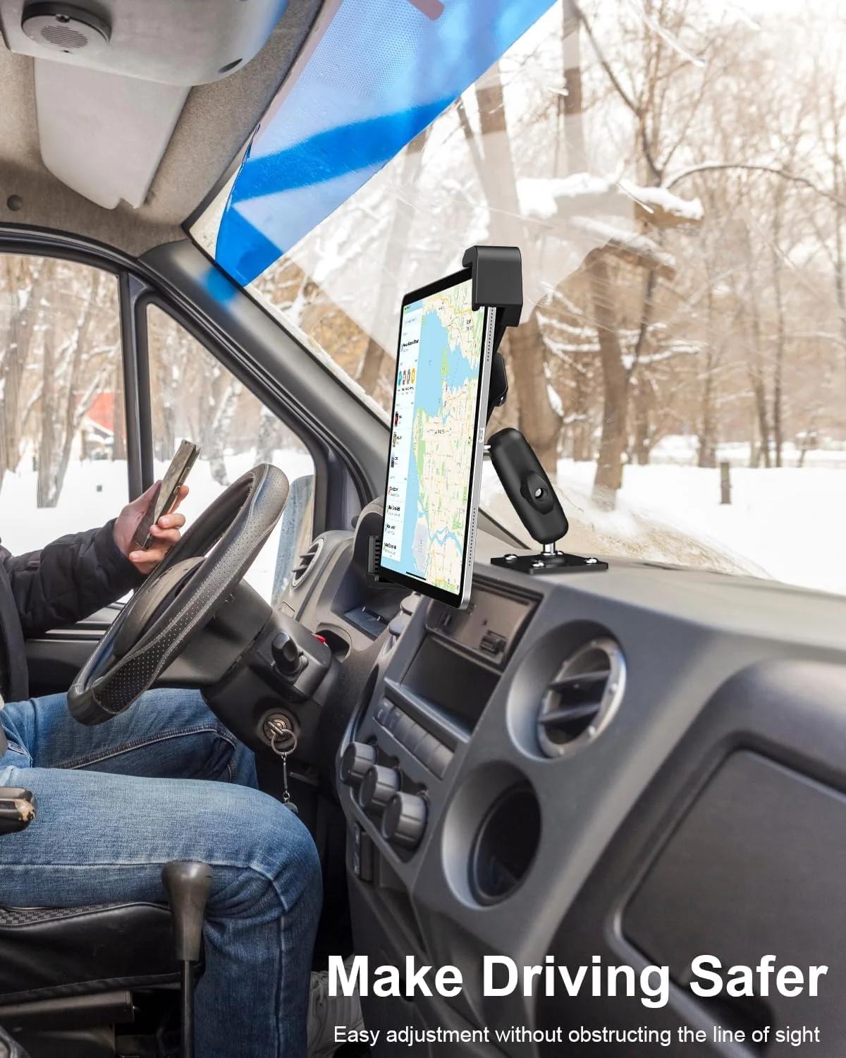 پایه نگهدارنده تبلت ضد سرقت و بسیار مقاوم وولیی، قابل نصب روی داشبورد خودرو/کامیون با قفل و کلید امنیتی، سازگار با آیپد پرو/ایر/مینی، تبلت های گلکسی و سایر تبلت های 7 تا 11 اینچی