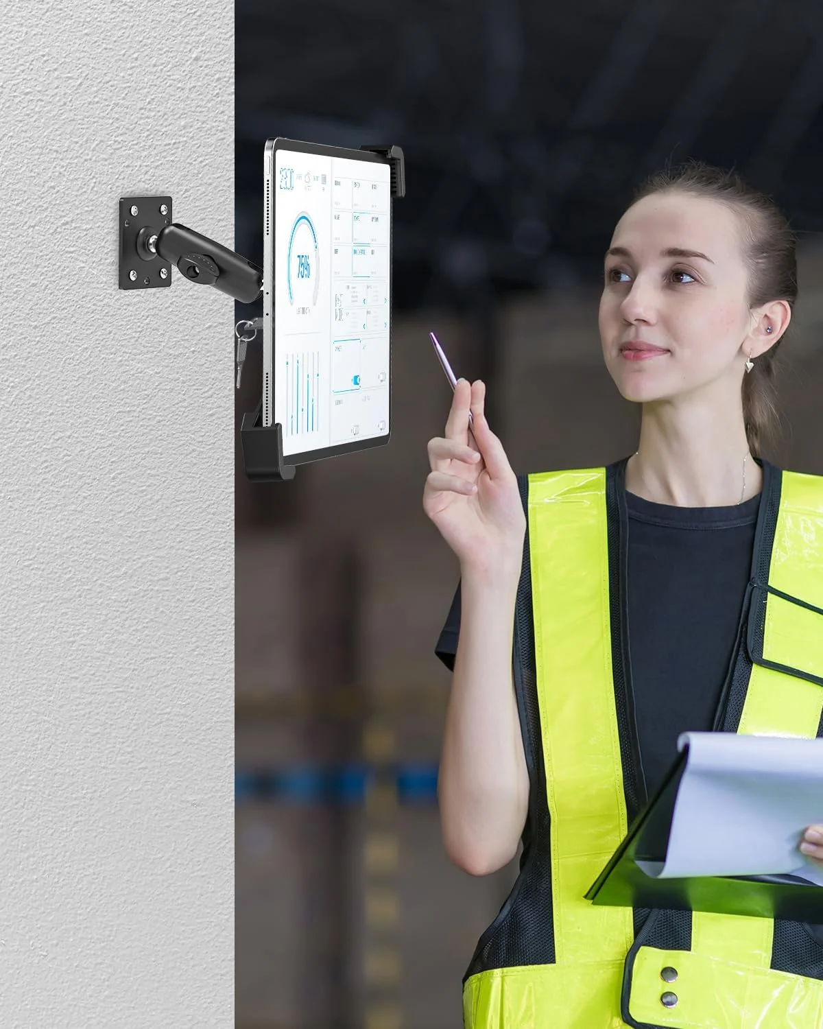 پایه دیواری تبلت ضد سرقت woleyi - بازوی چرخان 360 درجه، استند دیواری تبلت امنیتی با قفل و کلید، سازگار با آیپد پرو، ایر، مینی، تبلت های سامسونگ گلکسی، فایر اچ دی، تبلت های 7-11 اینچی