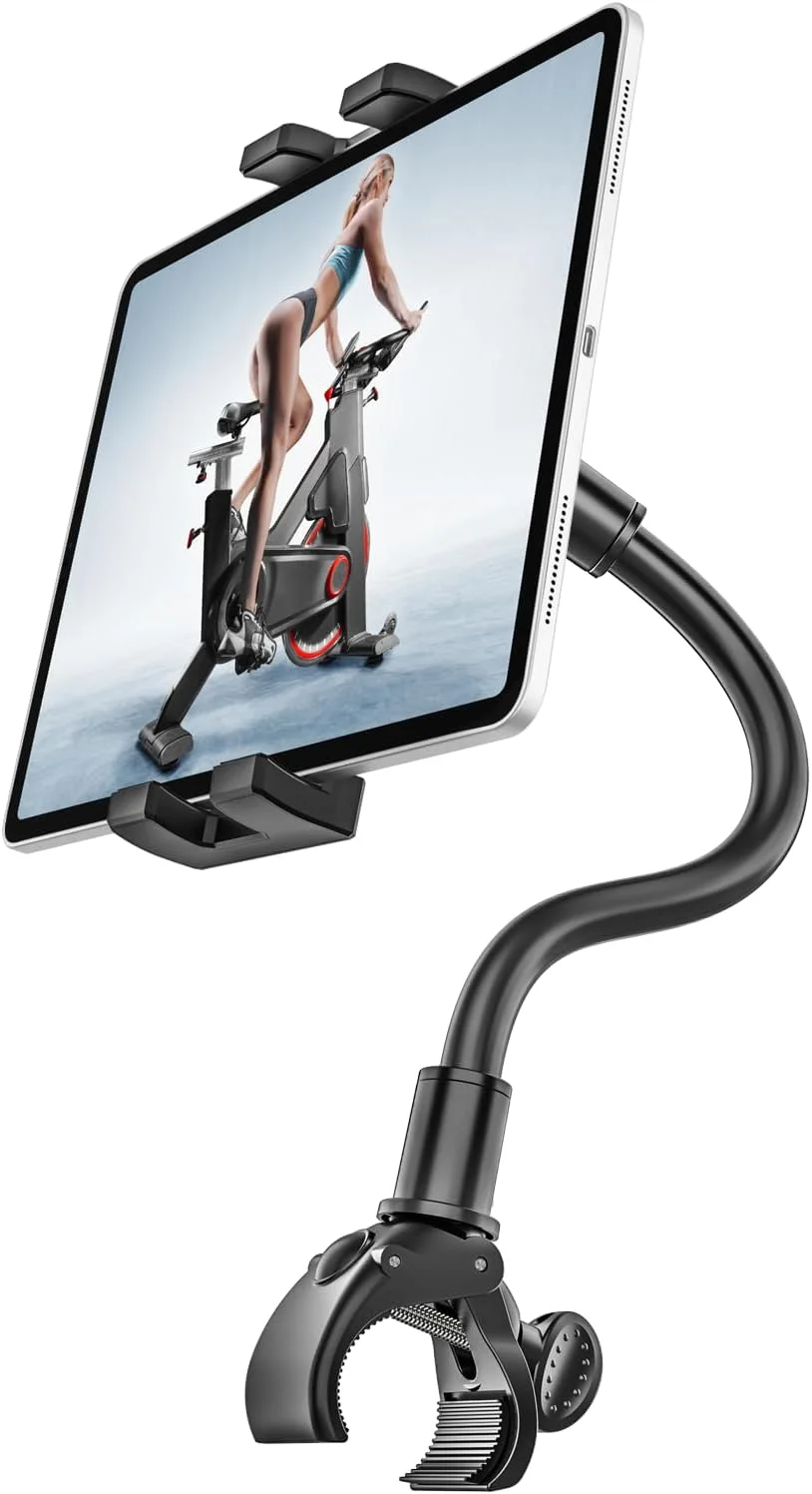 نگهدارنده تبلت دوچرخه ورزشی وولیی، بازوی قابل تنظیم گردن غازی برای تردمیل و دوچرخه ثابت