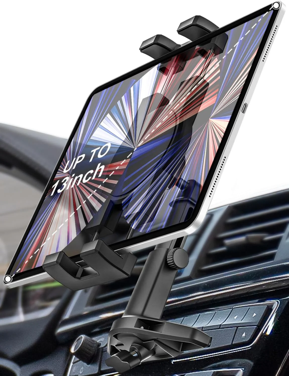 نگهدارنده تبلت وولیی با قابلیت نصب در شکاف CD خودرو - پایه تبلت خودرو با قابلیت تنظیم ارتفاع، پایه نگهدارنده تبلت فوق العاده محکم برای شکاف CD خودرو مناسب برای آیپد پرو 12.9 ایر مینی، تبلت های گلکسی، تلفن های همراه، فایر، دستگاه های 4-13 اینچی