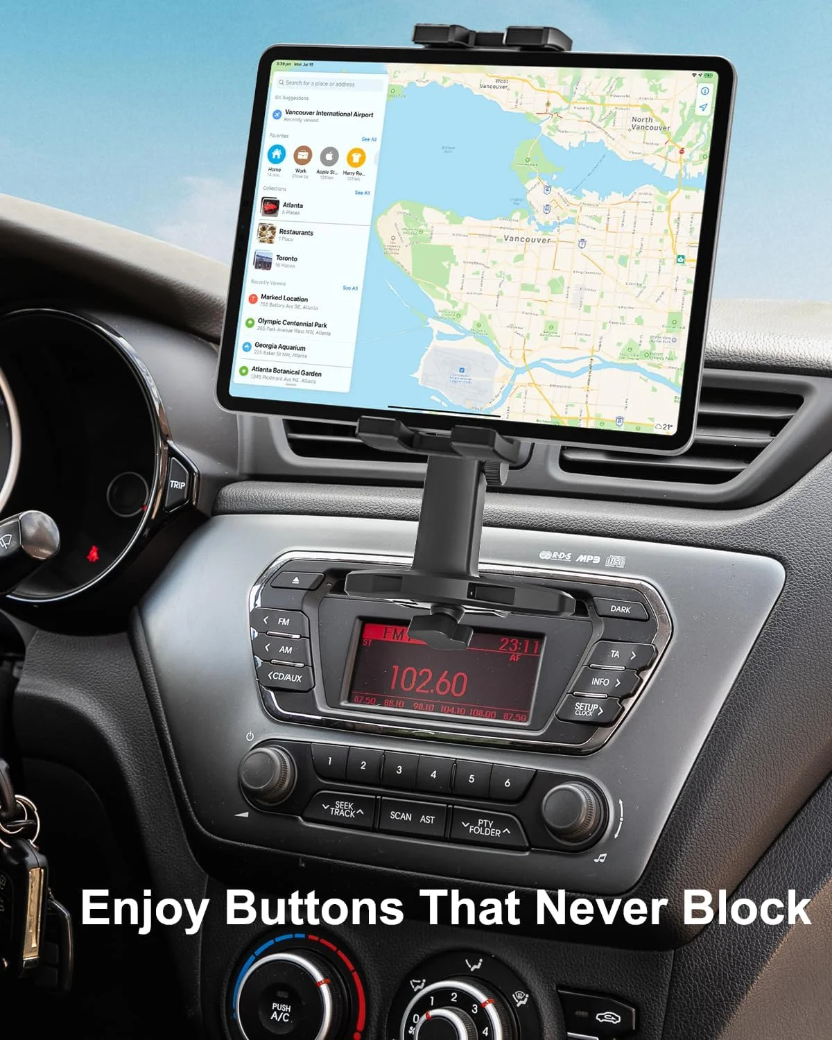 نگهدارنده تبلت وولیی با قابلیت نصب در شکاف CD خودرو - پایه تبلت خودرو با قابلیت تنظیم ارتفاع، پایه نگهدارنده تبلت فوق العاده محکم برای شکاف CD خودرو مناسب برای آیپد پرو 12.9 ایر مینی، تبلت های گلکسی، تلفن های همراه، فایر، دستگاه های 4-13 اینچی