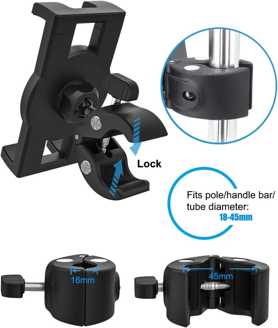 نگهدارنده تبلت دوچرخه ورزشی وولیی، پایه نگهدارنده تبلت و گوشی ضد لغزش برای دسته تردمیل با چرخش 360 درجه برای آیپد پرو ایر مینی، تبلت های سامسونگ گلکسی، آیفون، و سایر گوشی ها و تبلت های 4 تا 11 اینچی