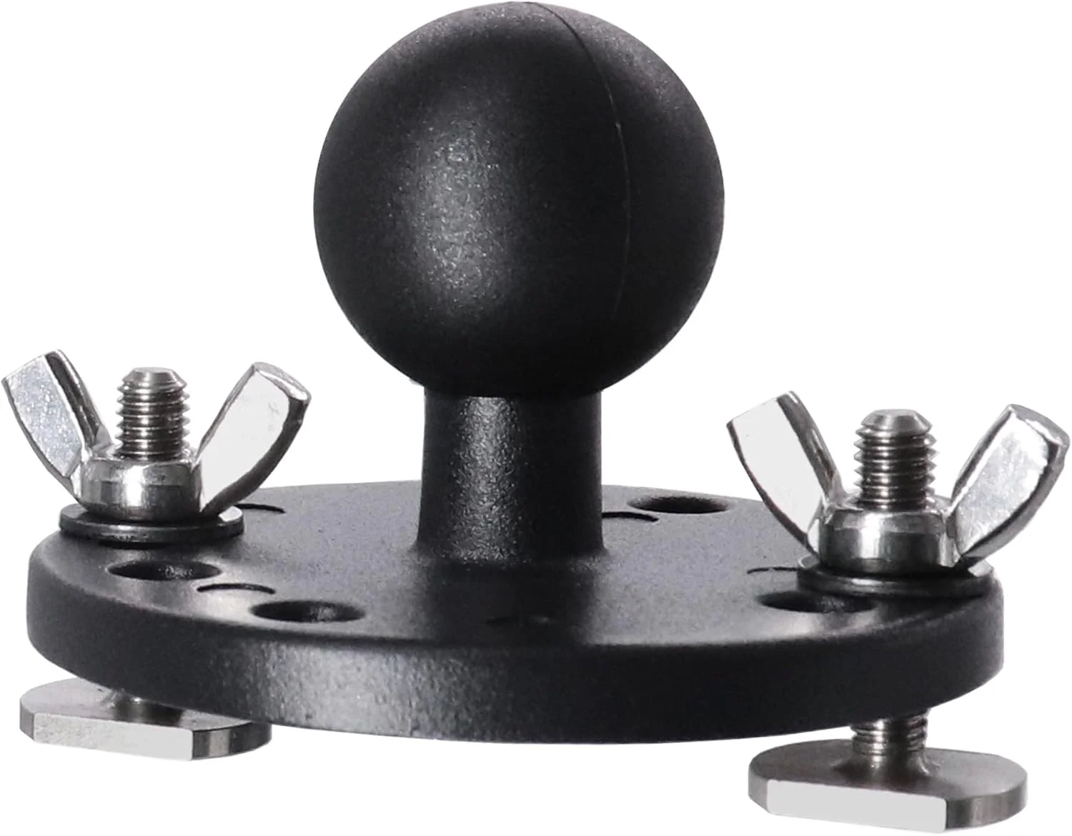 پایه توپی یک اینچی آلومینیومی با پیچ T برای کایاک/قایق، صفحه گرد قابل تنظیم AMPS برای نصب ماهی یاب/تبلت، سازگار با بازوی دوتایی سوکت سایز B یک اینچی