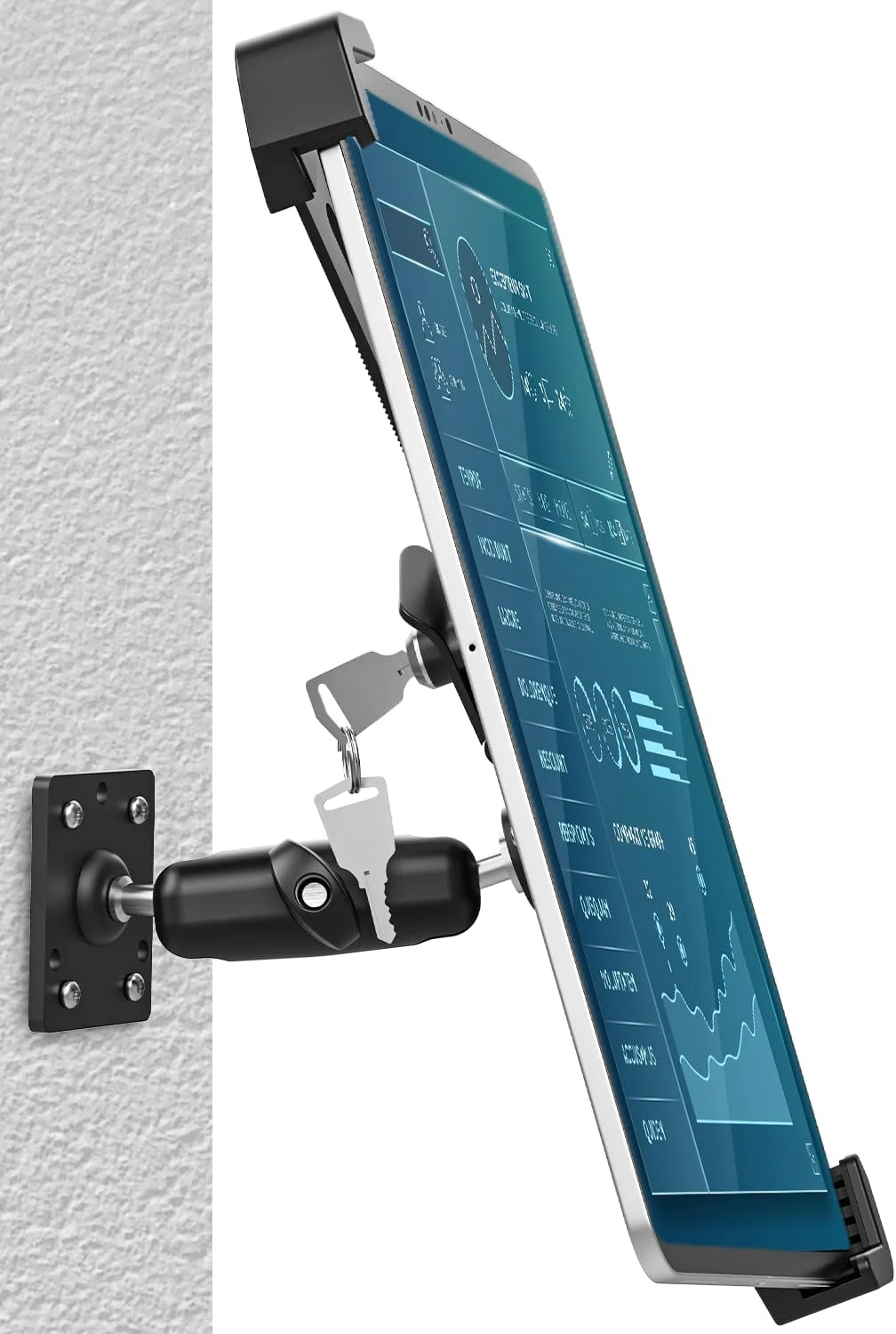 پایه دیواری تبلت ضد سرقت woleyi، پایه نگهدارنده تبلت فلزی با قابلیت چرخش 360 درجه همراه با قفل و کلید، سازگار با آیپد پرو 13، ایر، تبلت های سامسونگ گلکسی، سرفیس پرو، گو، فایر HD، دستگاه های 9-14 اینچی