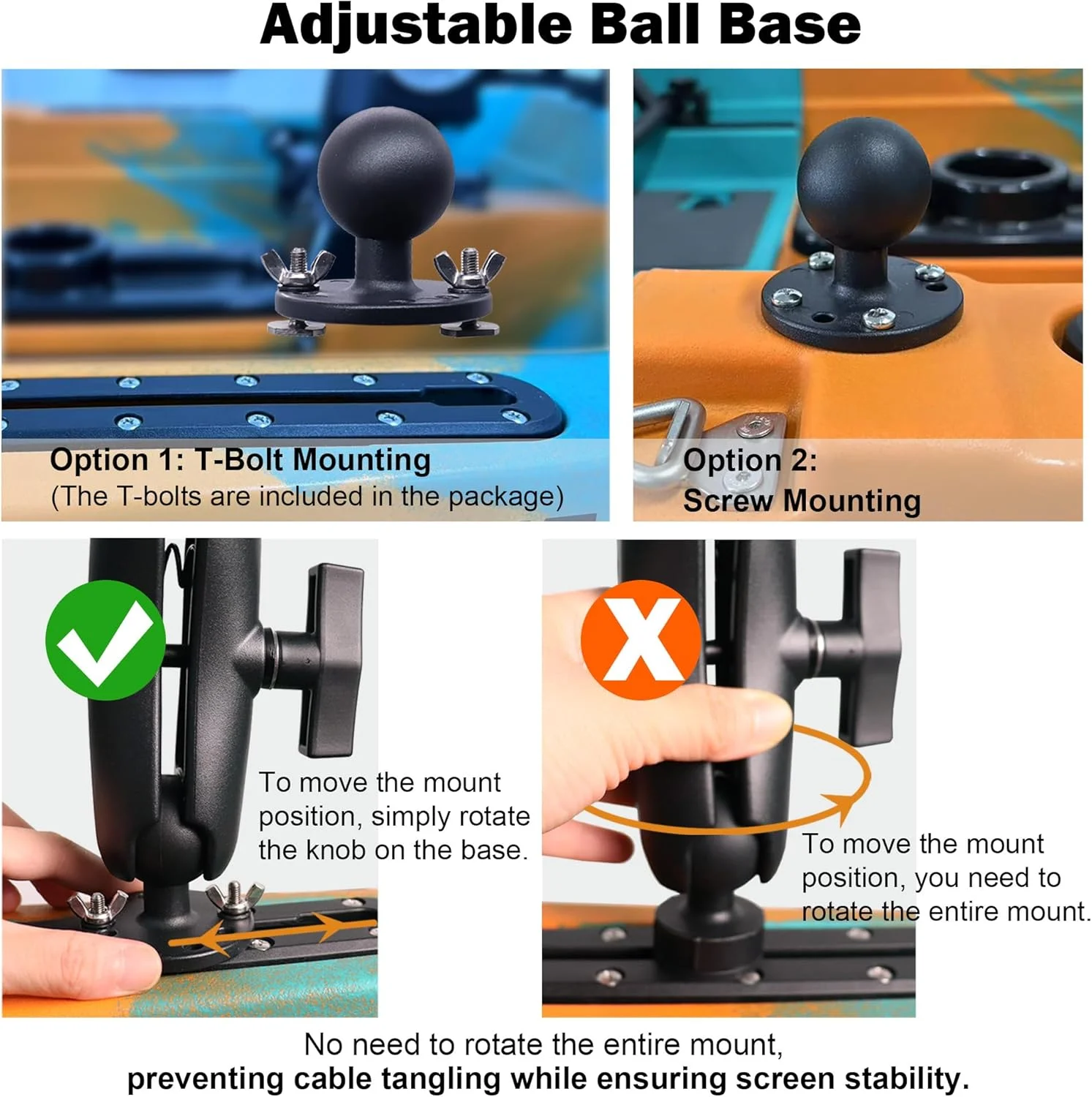 آداپتور صفحه گرد آلومینیومی 1.5 اینچی با سوراخ AMPS برای تبلت/ماهی یاب، پایه توپی ریلی با پیچ T برای ریل قایق کایاک/قایق، سازگار با RAM آداپتور صفحه گرد آلومینیومی 1.5 اینچی با سوراخ AMPS برای تبلت/ماهی یاب، پایه توپی ریلی با پیچ T برای ریل قایق کایاک/قایق، سازگار با RAM