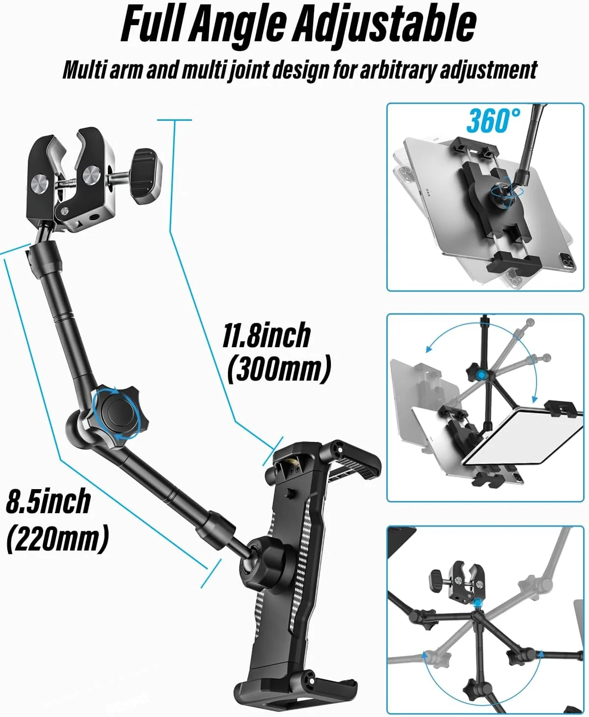 نگهدارنده تبلت آینه عقب وولیی - بازوی بلند فلزی