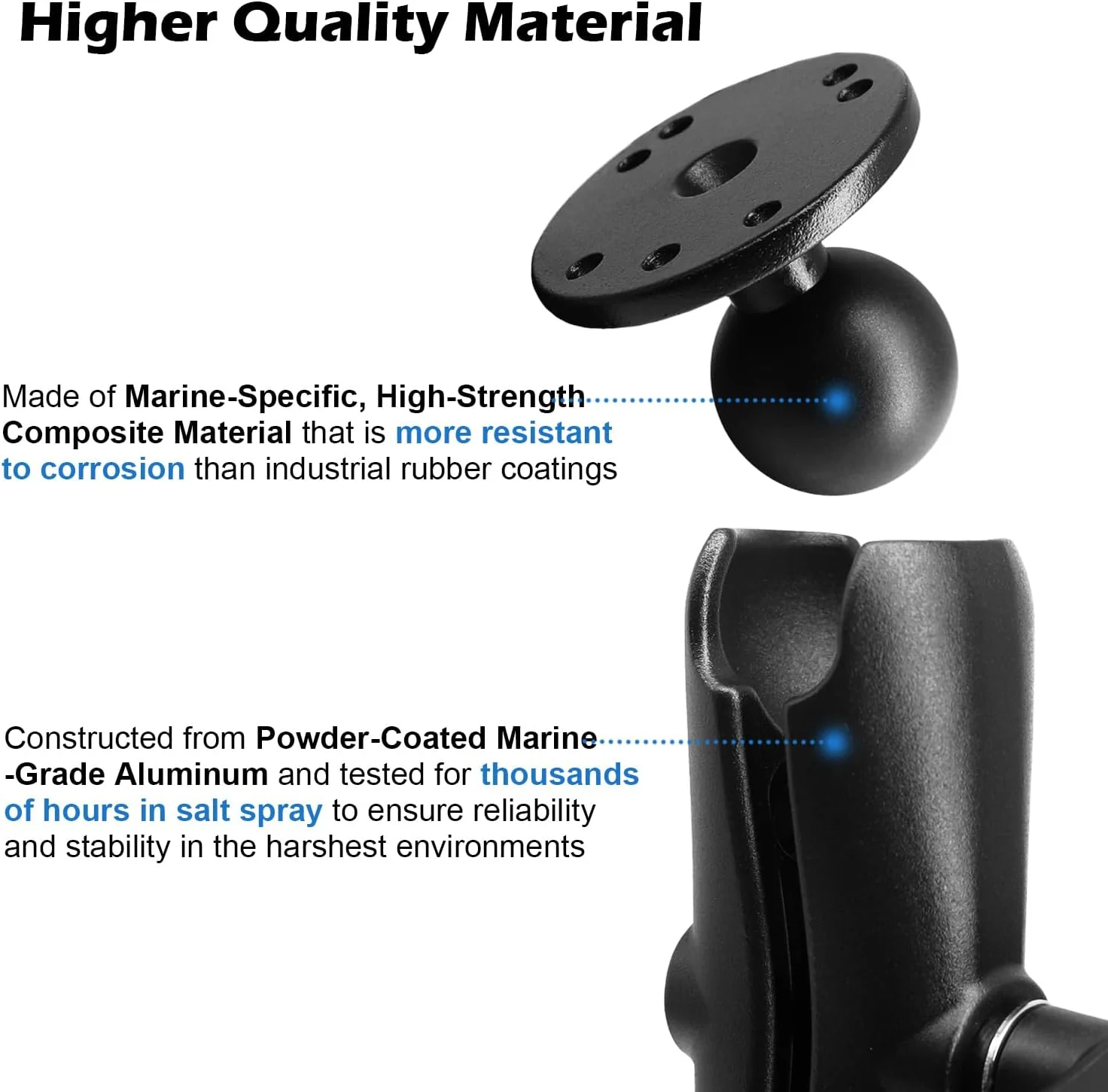 پایه توپی دوتایی آلومینیومی 1.5 اینچی با دو صفحه گرد AMPS، پایه تبلت، پایه ماهی یاب، بازوی دوتایی با توپ 1.5 اینچ / 38 میلی متر / اندازه C، سازگار با RAM، Arkon، iBolt و غیره