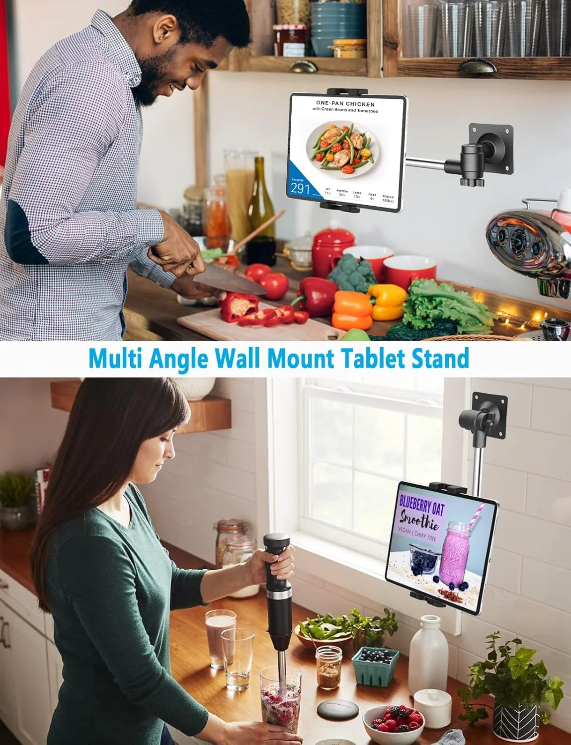 پایه دیواری تبلت قابل تنظیم وولیی، نگهدارنده تبلت دیواری با قابلیت نصب با پیچ برای حمام، اتاق خواب، آشپزخانه، تردمیل، فروشگاه خرده فروشی [پایدار و انعطاف پذیر] برای آیپد پرو ایر مینی، گلکسی، فایر، آیفون، 4-12.9 اینچ