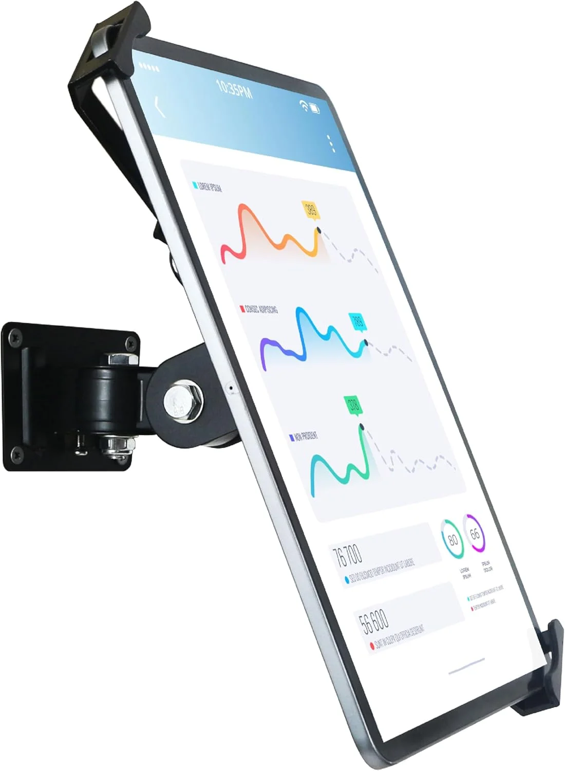 پایه دیواری تبلت با قفل و کلید، چرخش و تنظیم دلخواه، چند زاویه، براکت برای اکثر تبلت های 11 تا 13 اینچی و برای آیپد و گلکسی تب 10.2، 10.5، 10.9، 11، 12.9 اینچی و غیره (مشکی)