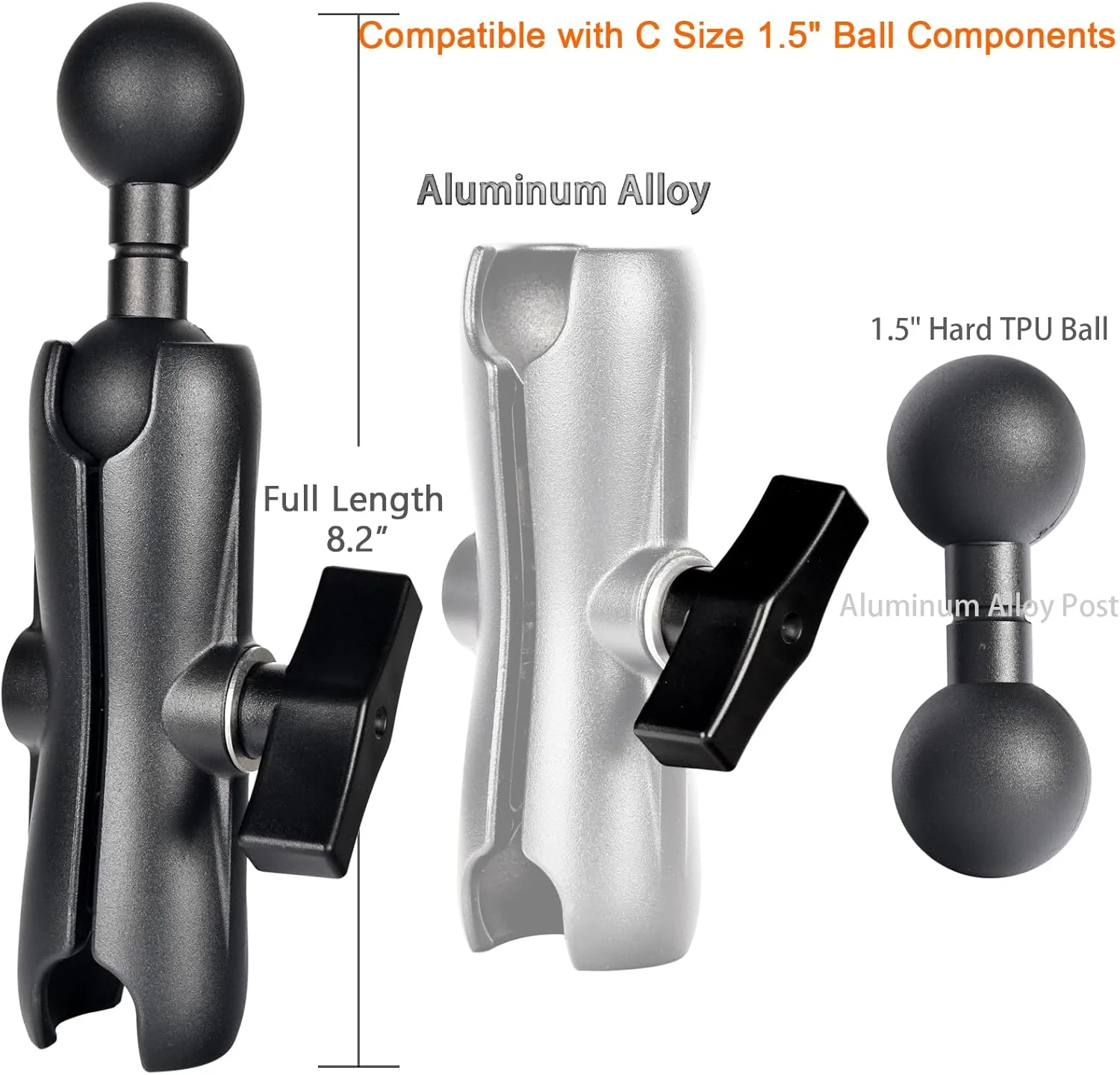 بازوی دوتایی سوکت سایز C با اتصال دهنده توپی به توپی 1.5 اینچی - کیت نصب با طول کلی 8.2 اینچ، بازوی آلیاژ آلومینیوم و توپ های دوتایی TPU، سازگار با سیستم های نصب GPS و ماهی یاب بازوی دوتایی سوکت سایز C با اتصال دهنده توپی به توپی 1.5 اینچی - کیت نصب با طول کلی 8.2 اینچ، بازوی آلیاژ آلومینیوم و توپ های دوتایی TPU، سازگار با سیستم های نصب GPS و ماهی یاب
