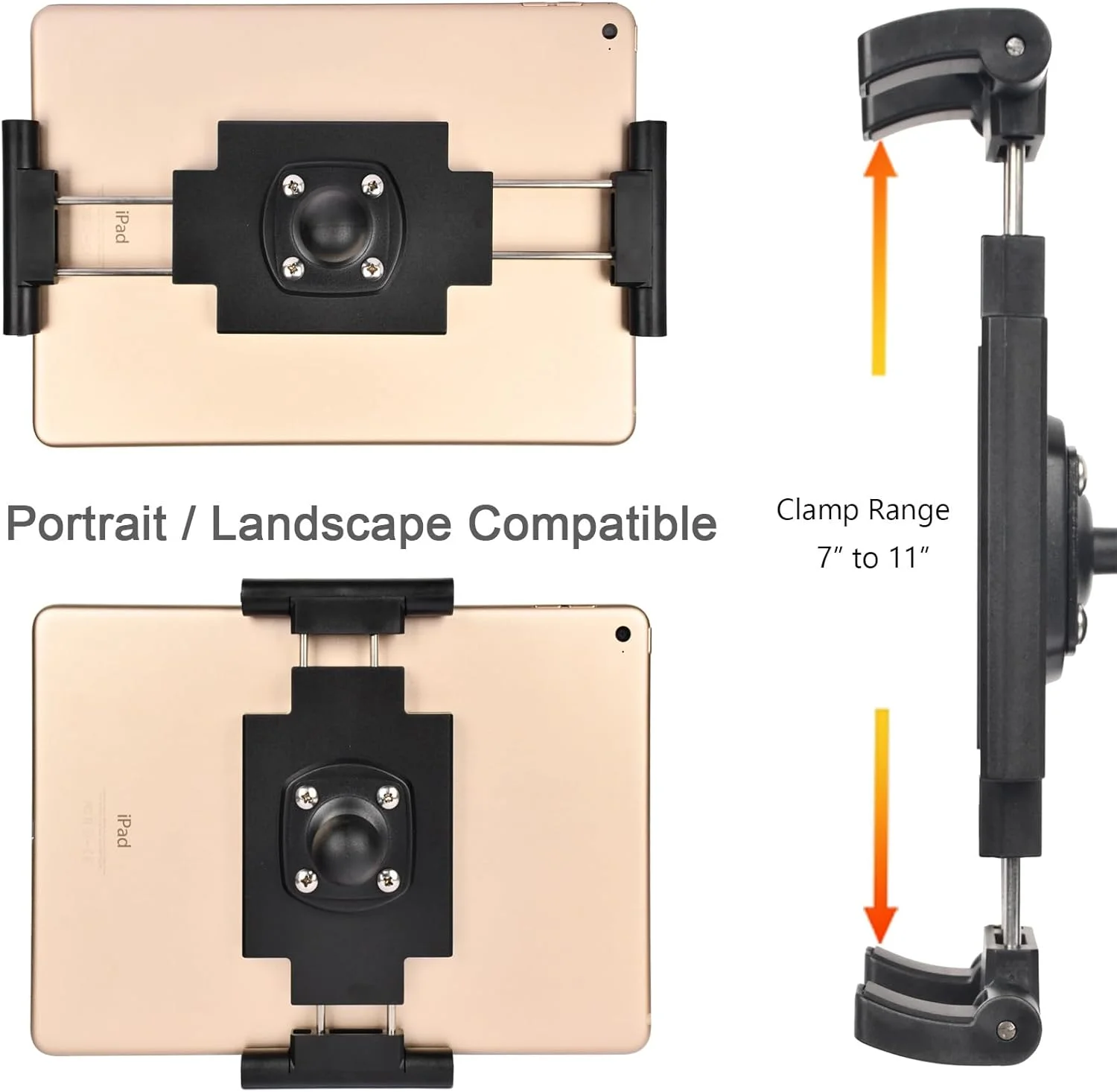 نگهدارنده تبلت توپی 1 اینچی – پایه تبلت نصب شده با پیچ سازگار با سیستم اندازه B، نگهدارنده قابل تنظیم آیپد برای تبلت های 7-12.9 اینچی، داشبورد ماشین کامیون قایق