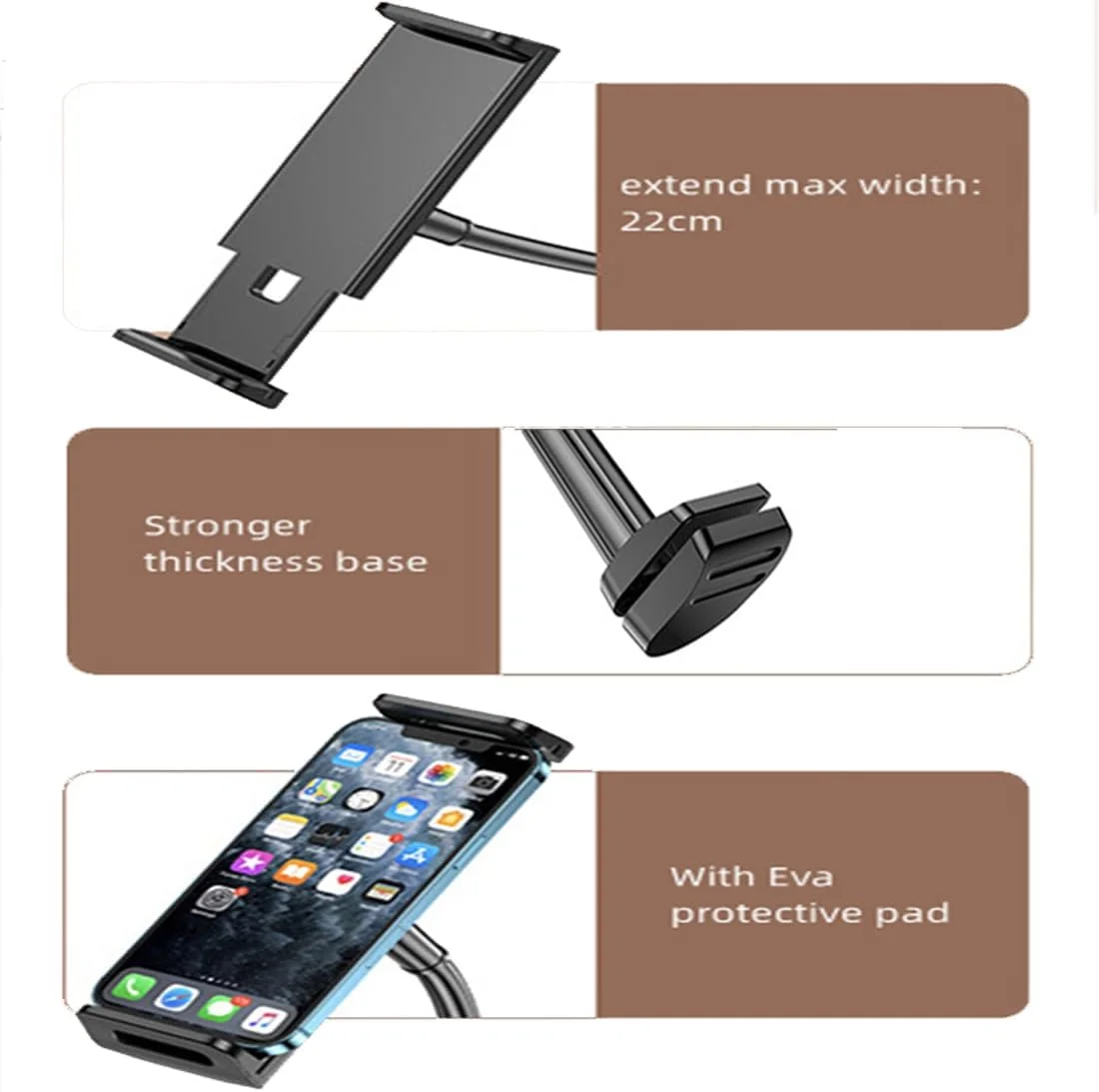 پایه تبلت گردن غازی، پایه تبلت برای تخت، پایه گردن غازی، گیره بازوی انعطاف پذیر 360، گیره بازوی انعطاف پذیر، نگهدارنده تبلت، سازگار با آیپد مینی پرو ایر، سوییچ و سایر دستگاه های 4.7-11 اینچی