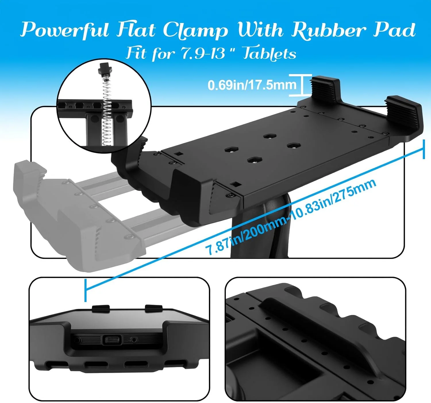 پایه تبلت آلومینیومی سنگین برای کامیون، پایه توپی 1.5 اینچی سازگار با تبلت‌های گلکسی تب اکتیو پرو/آیپد، پایه آیپد برای خودرو، قایق، داشبورد