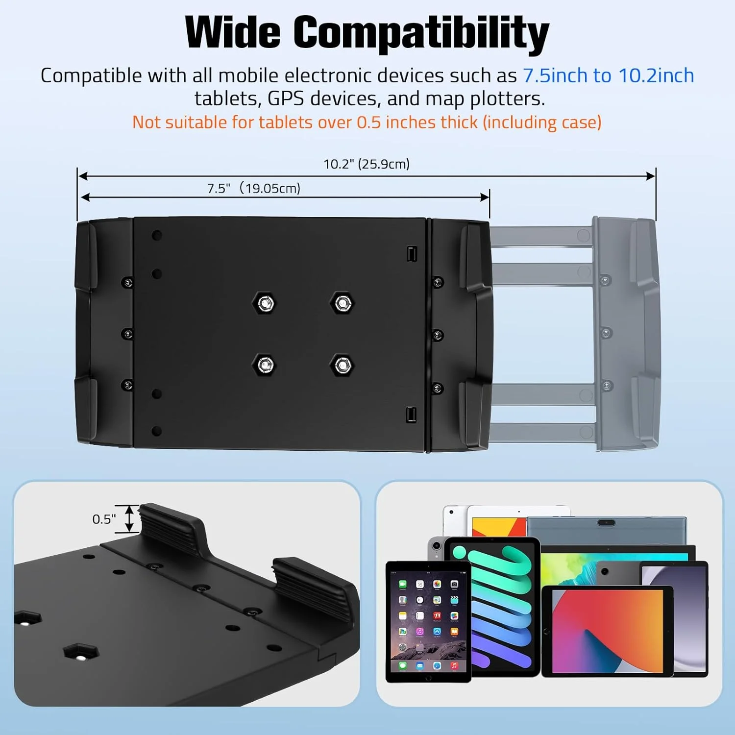 پایه تبلت آلومینیومی سنگین برای کامیون، هولدر تبلت با پایه دریل برای خودرو